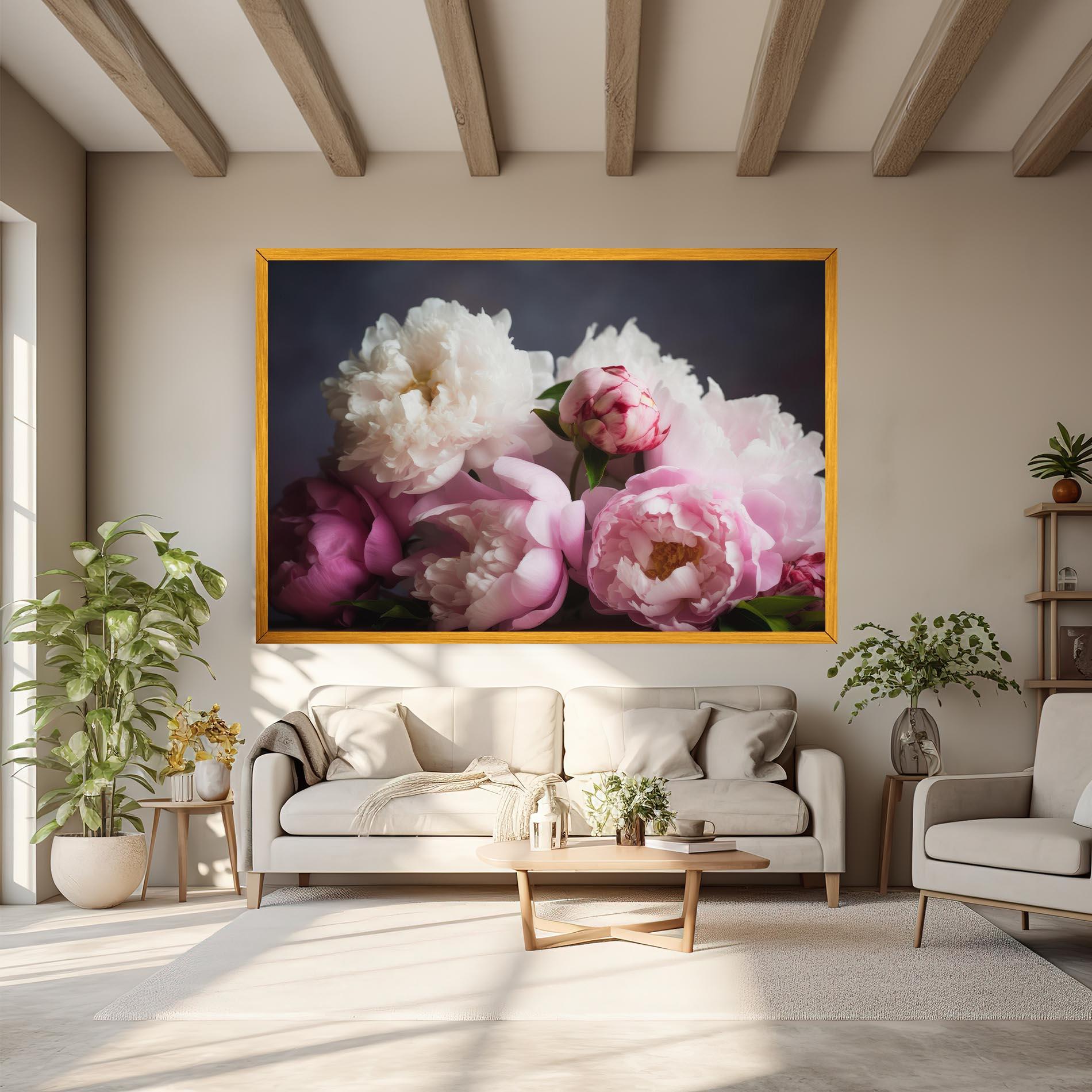 Tablou Canvas Peonies With Grey mockup 6