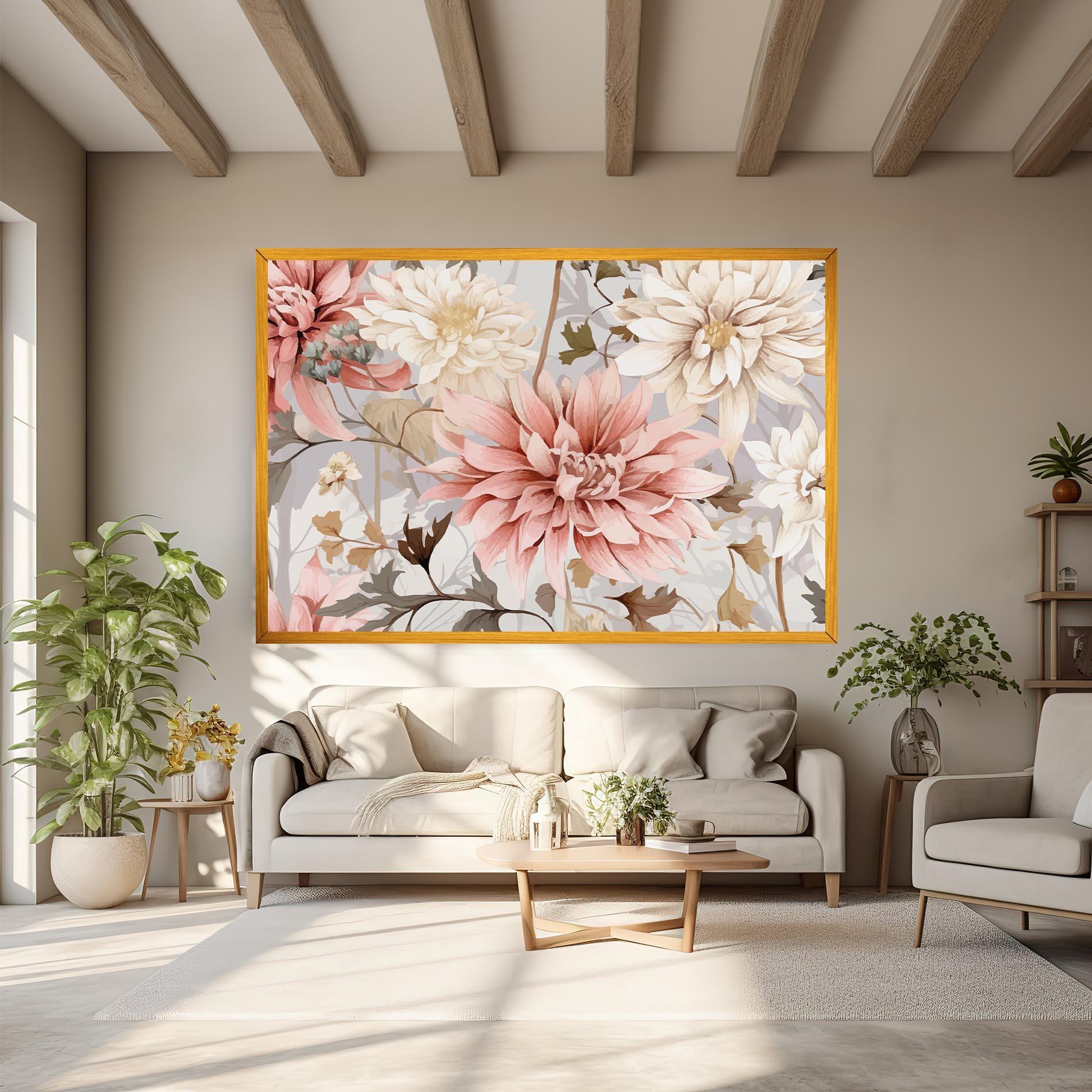 Tablou Canvas Pink Cream Open Peony mockup 6