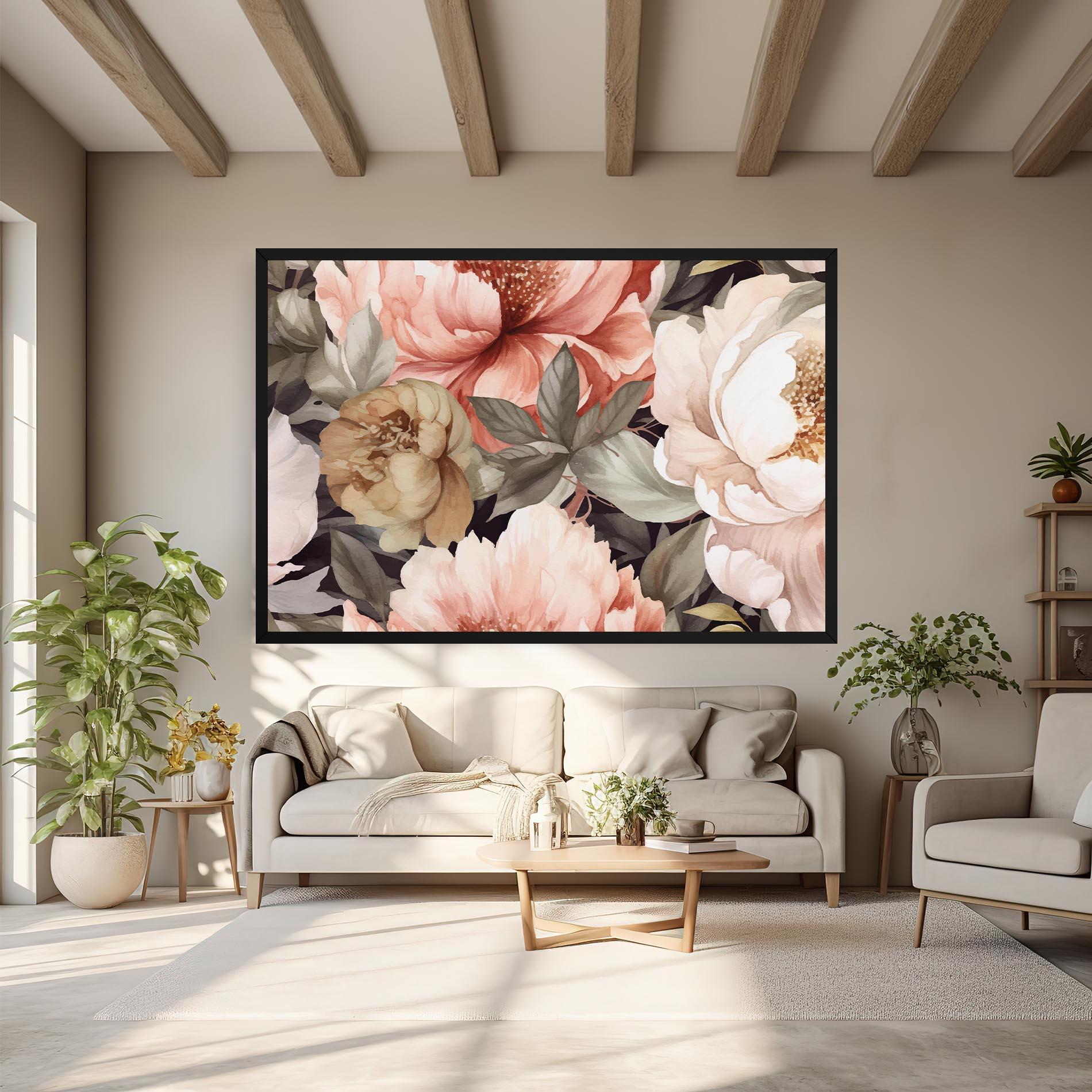 Tablou Canvas Cream Pink Peony mockup 6