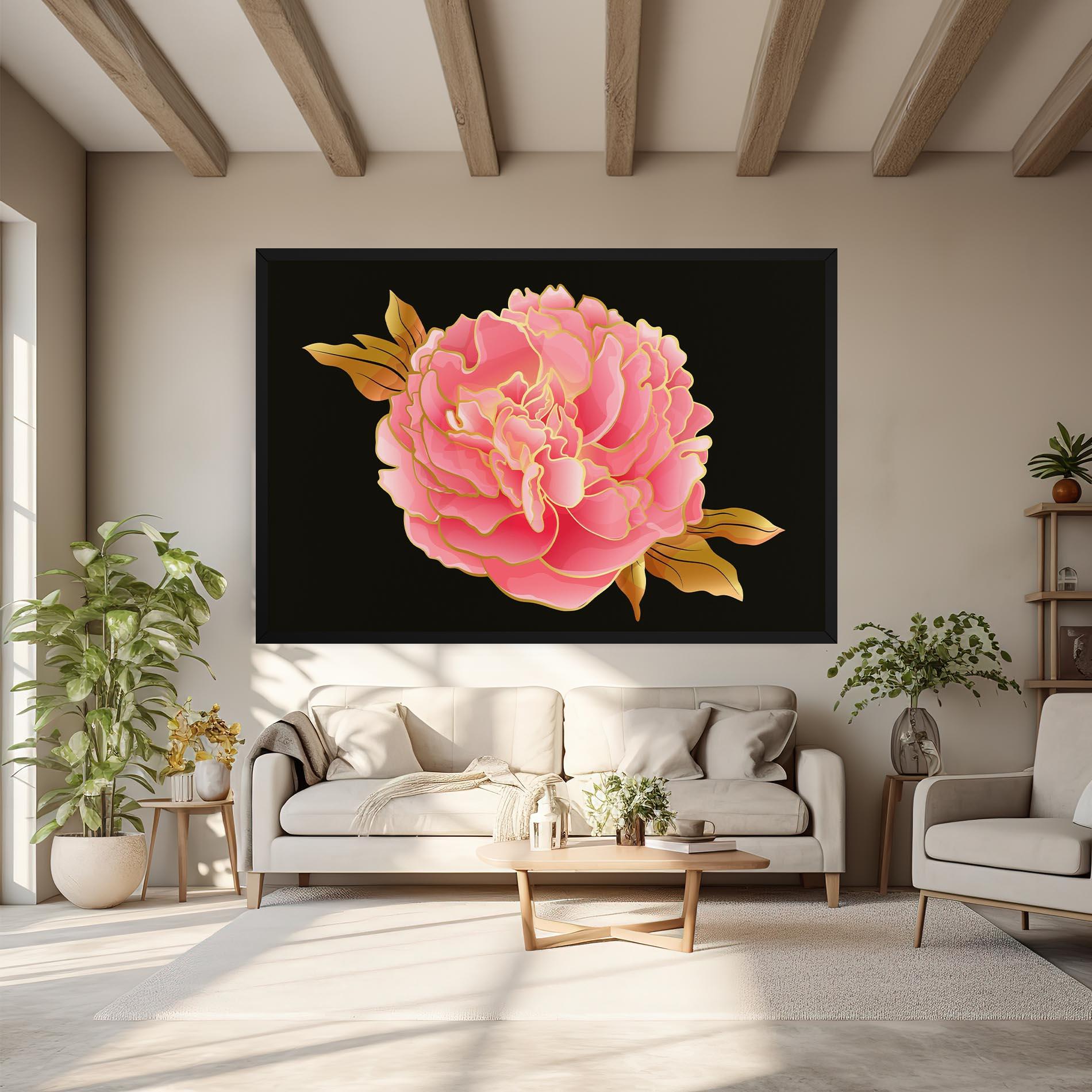 Tablou Canvas Gold Pinkk Peony mockup 6