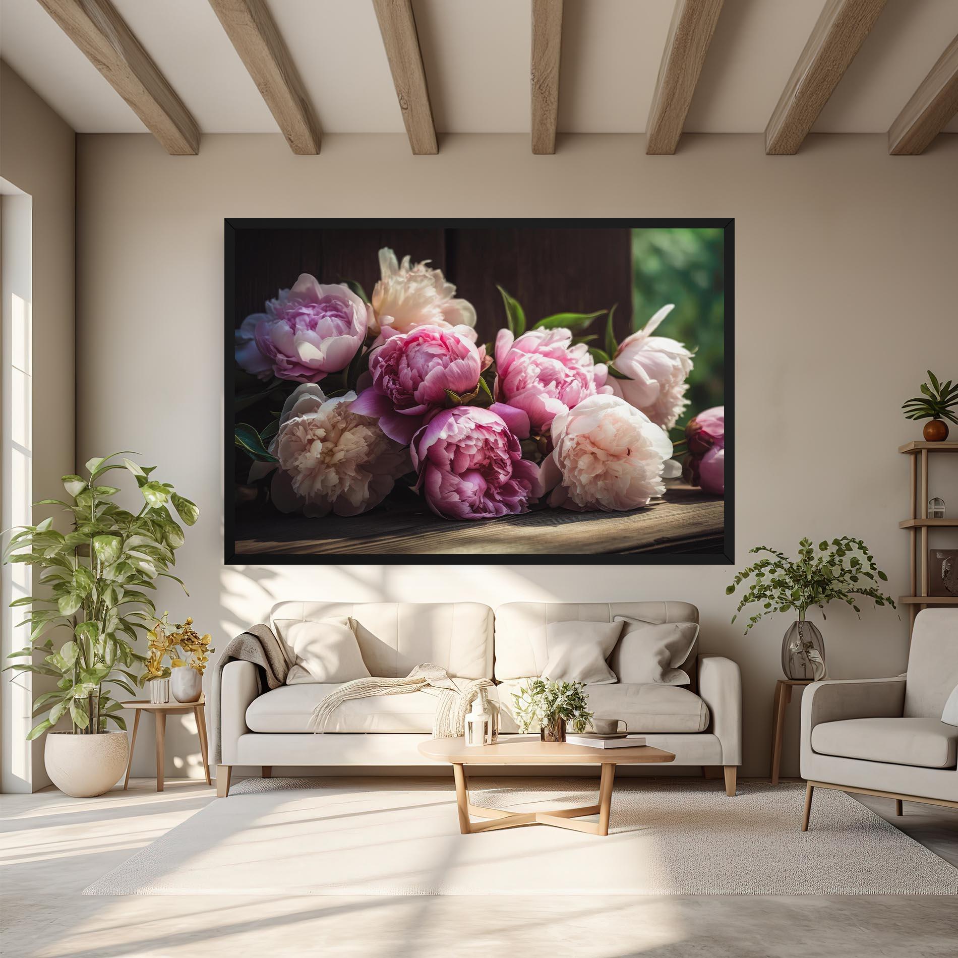Tablou Canvas Peonies On The Table mockup 6