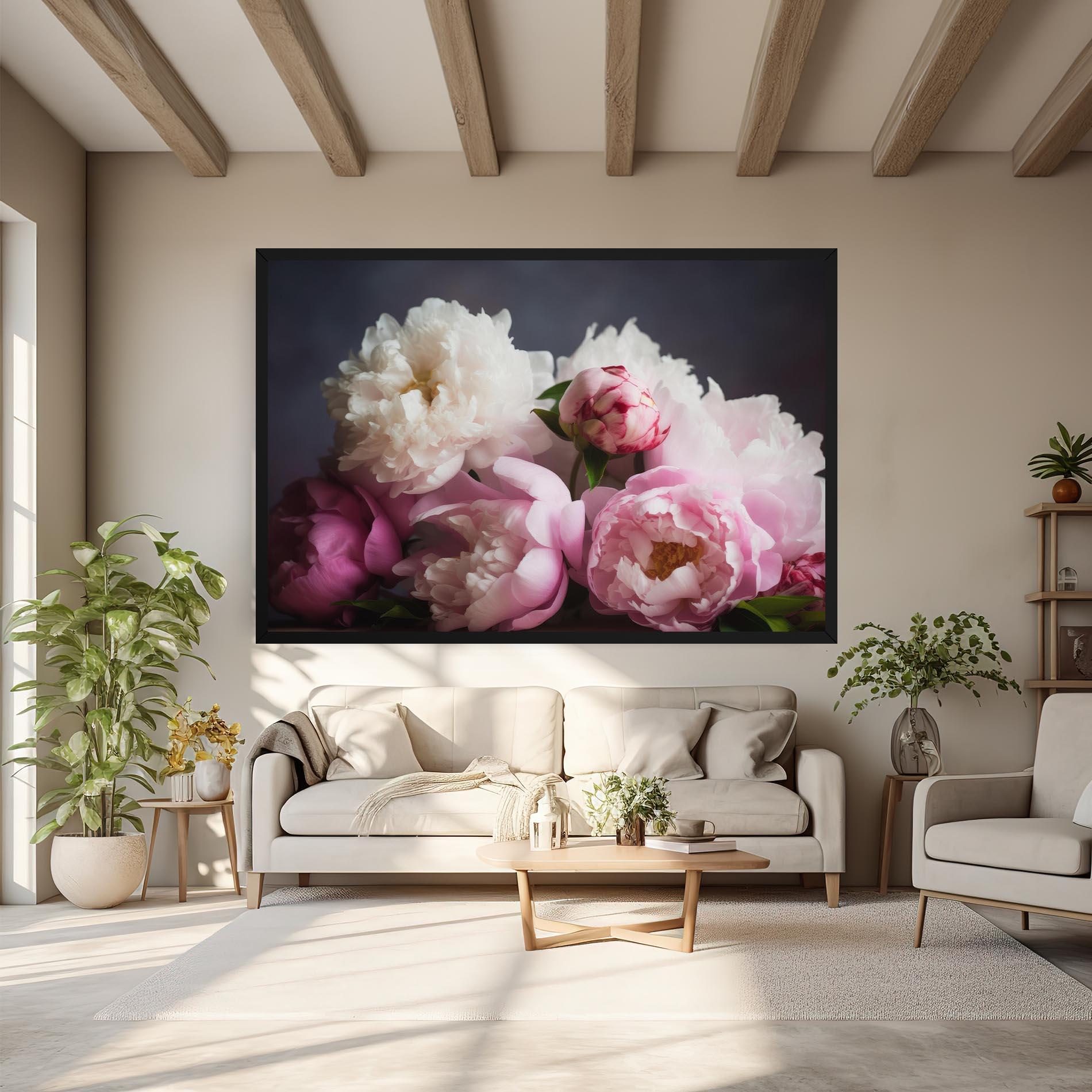 Tablou Canvas Peonies With Grey mockup 6