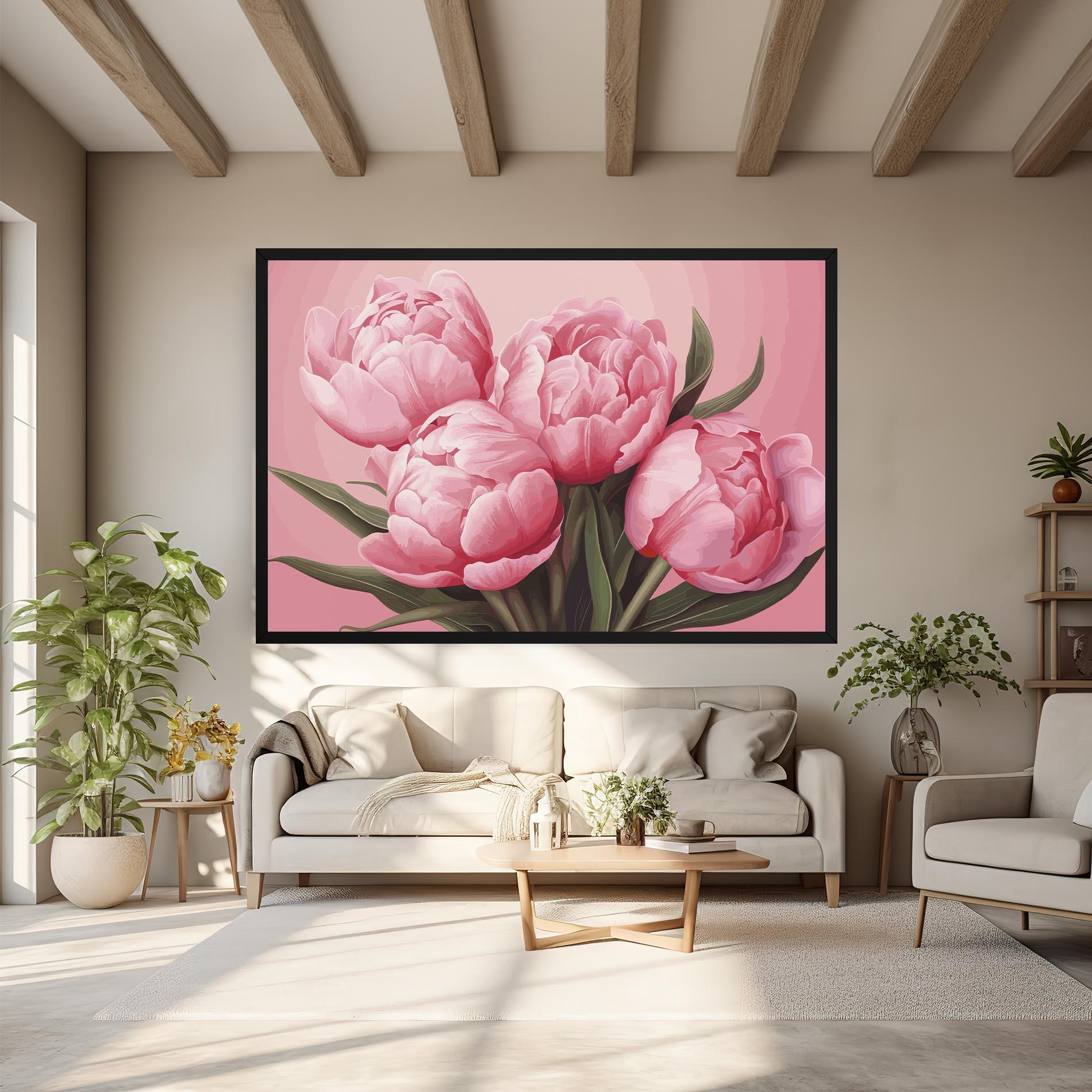 Tablou Canvas Peony On Pink mockup 6