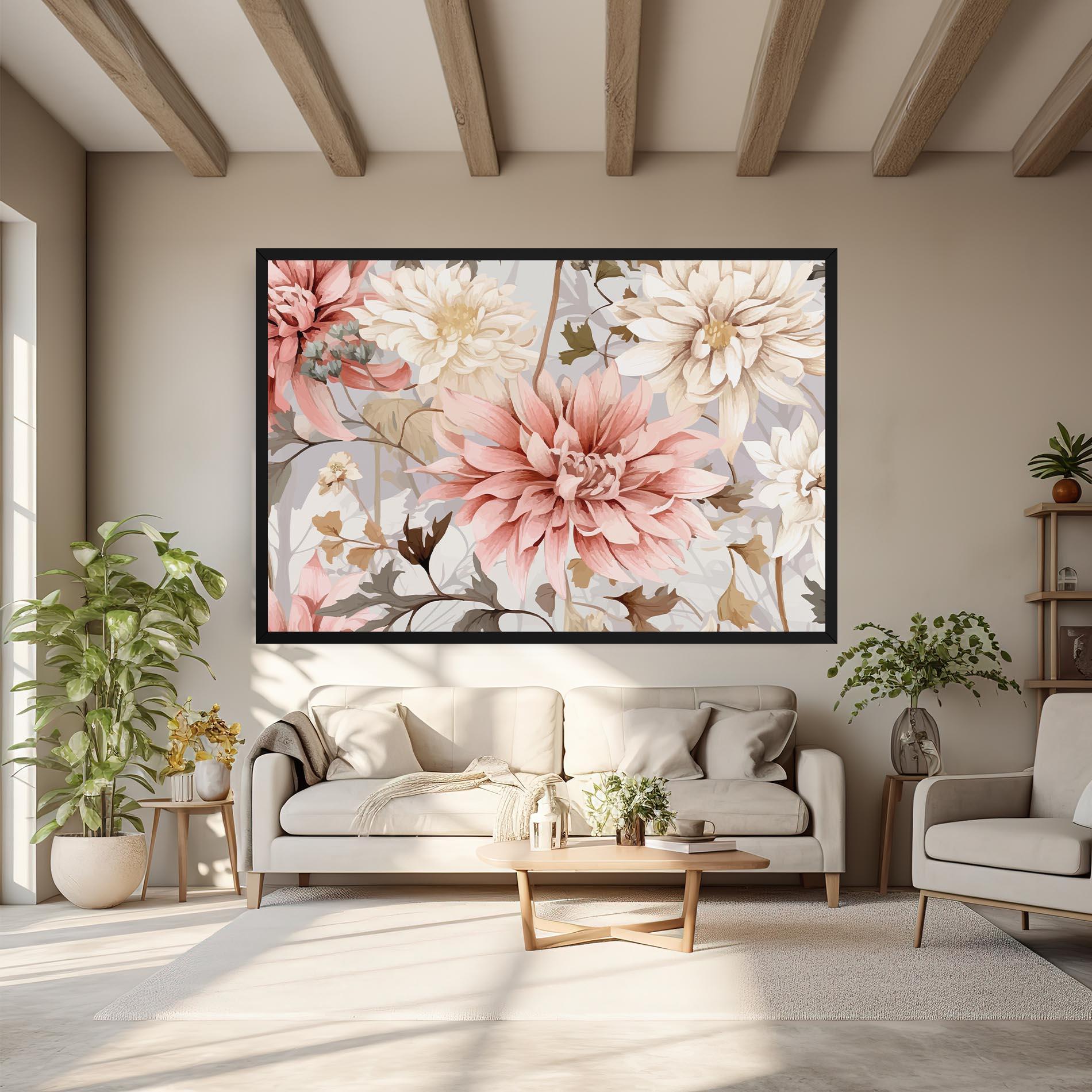 Tablou Canvas Pink Cream Open Peony mockup 6