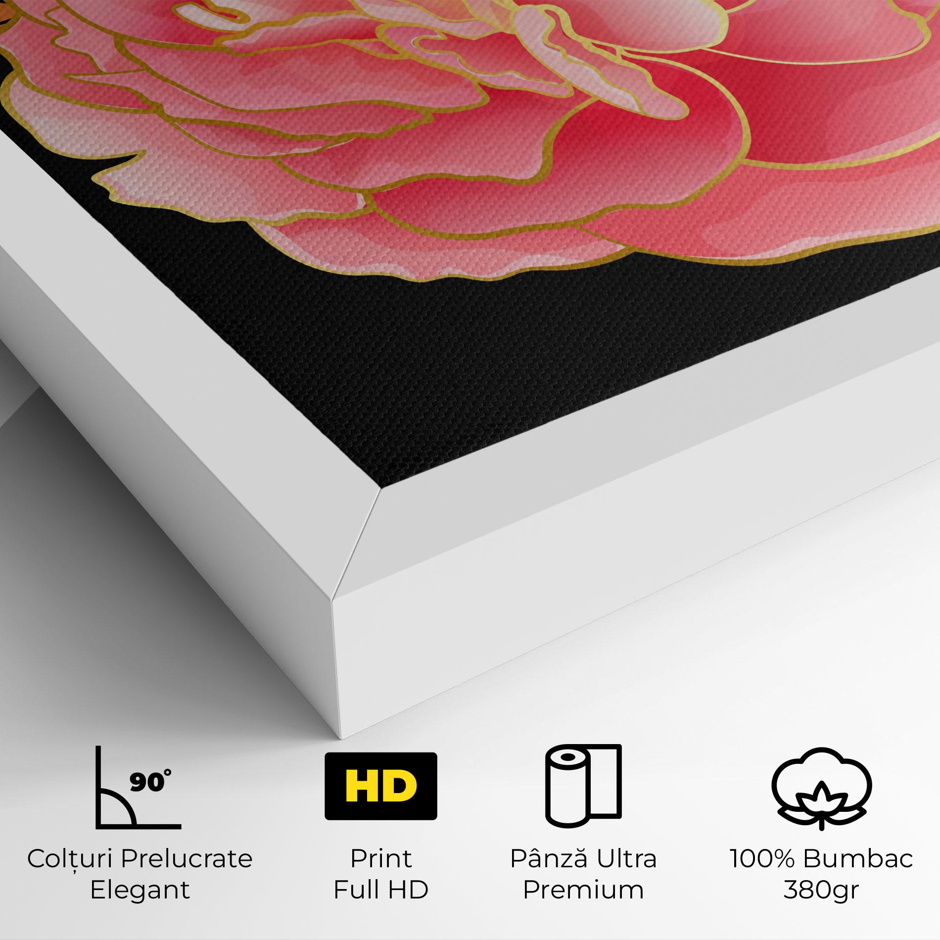 Tablou Canvas Gold Pinkk Peony mockup 4