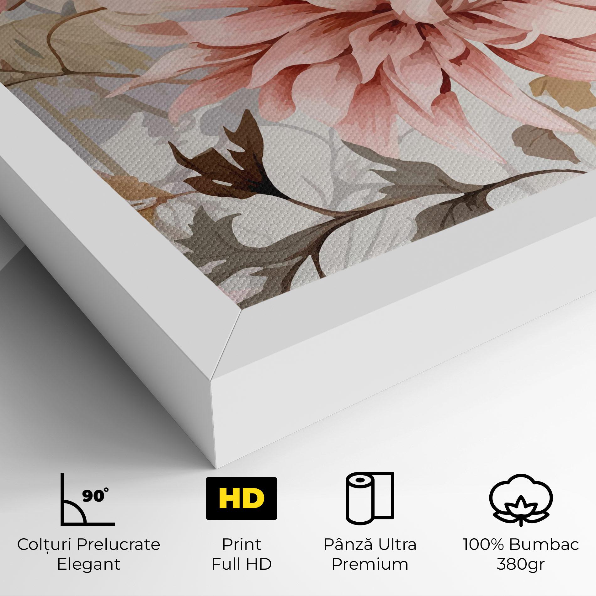 Tablou Canvas Pink Cream Open Peony mockup 4