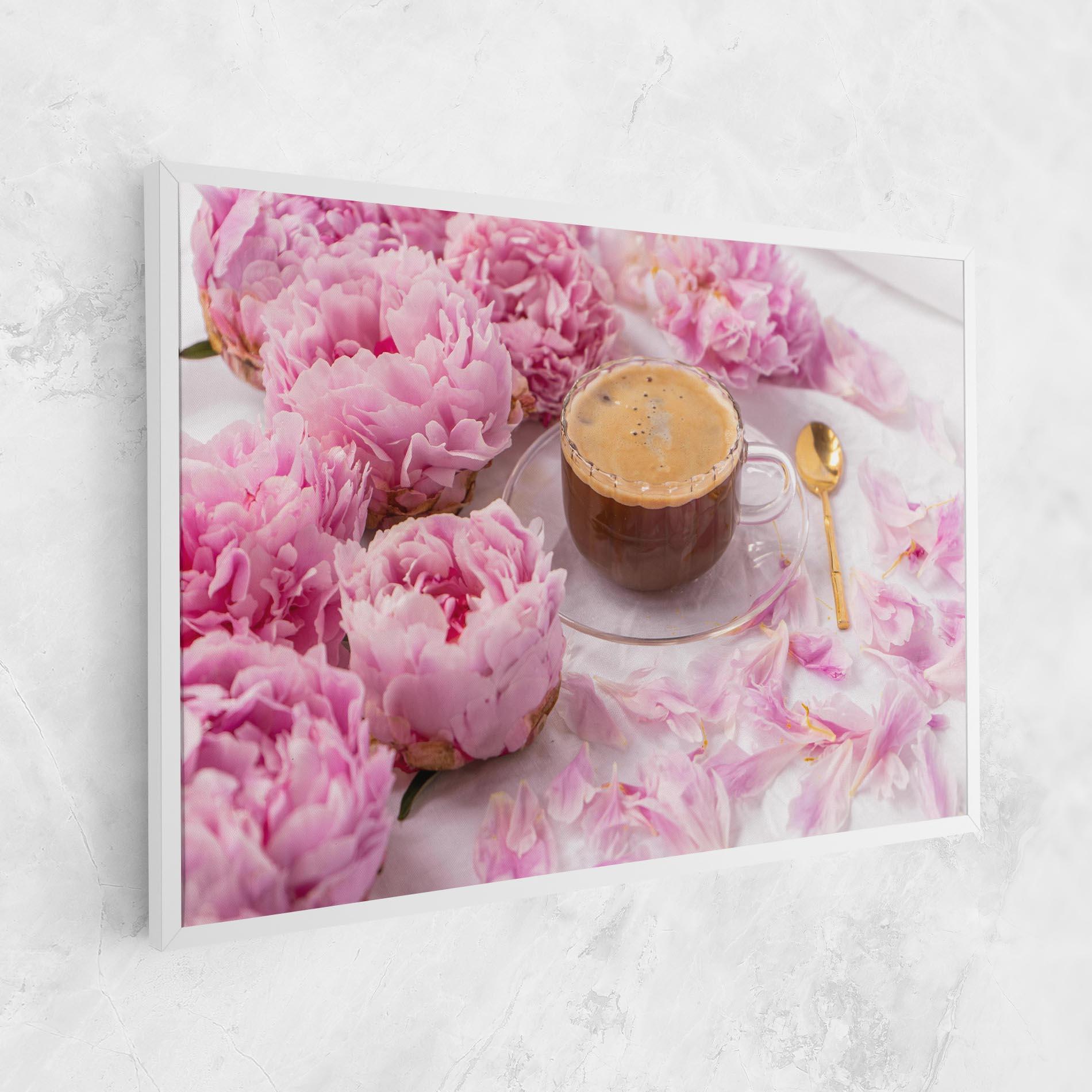 Tablou Canvas Peony And Coffee mockup 1