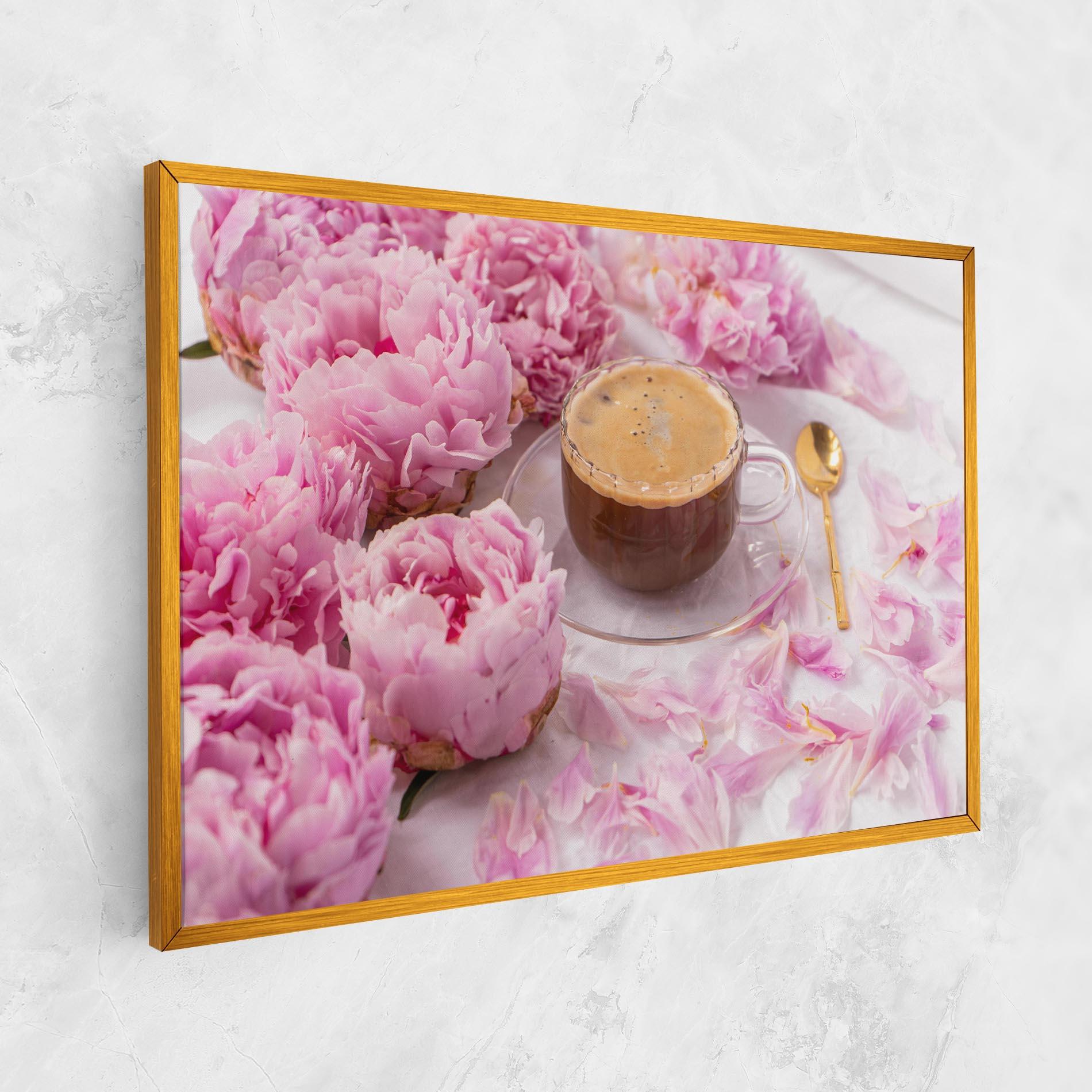 Tablou Canvas Peony And Coffee mockup 1