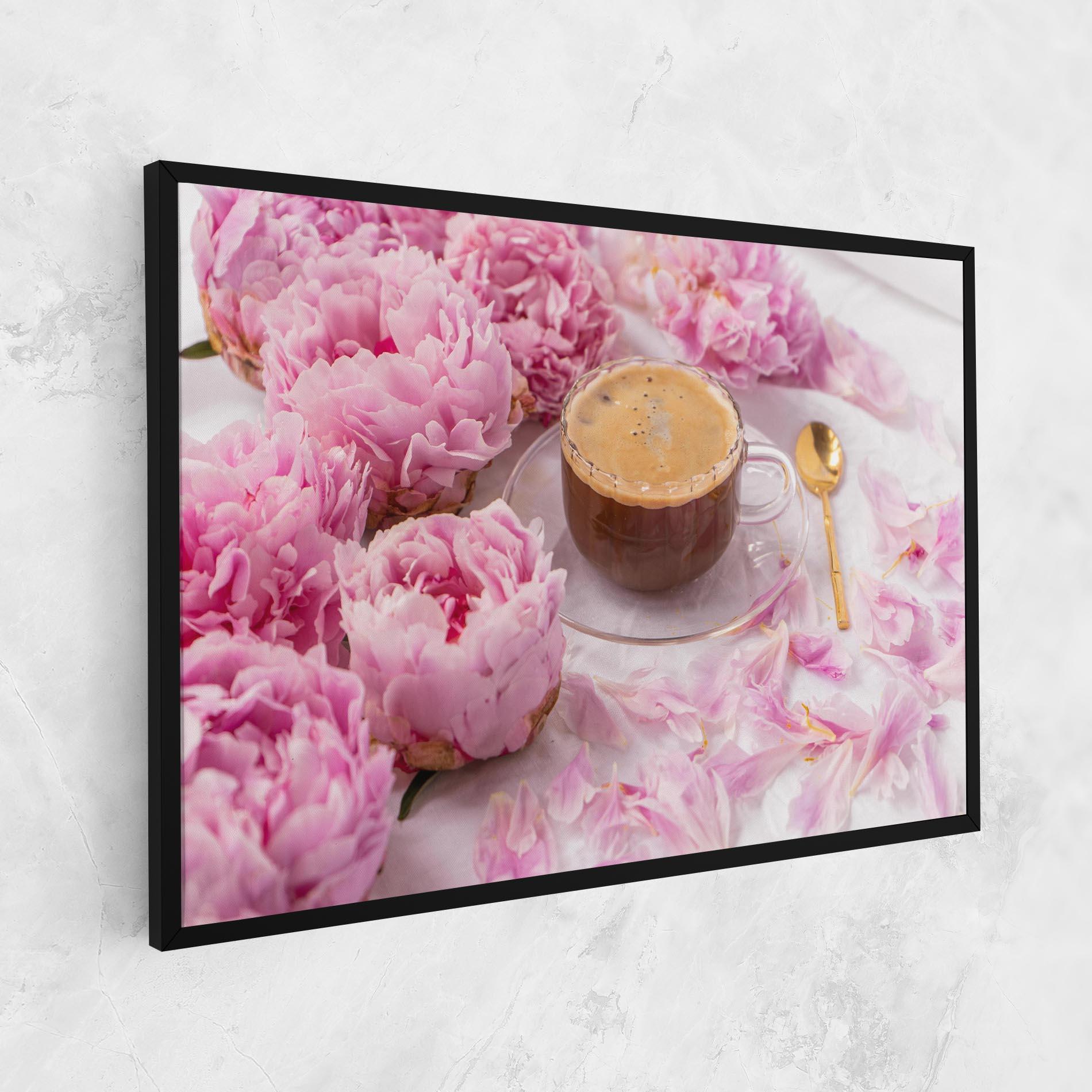 Tablou Canvas Peony And Coffee mockup 1