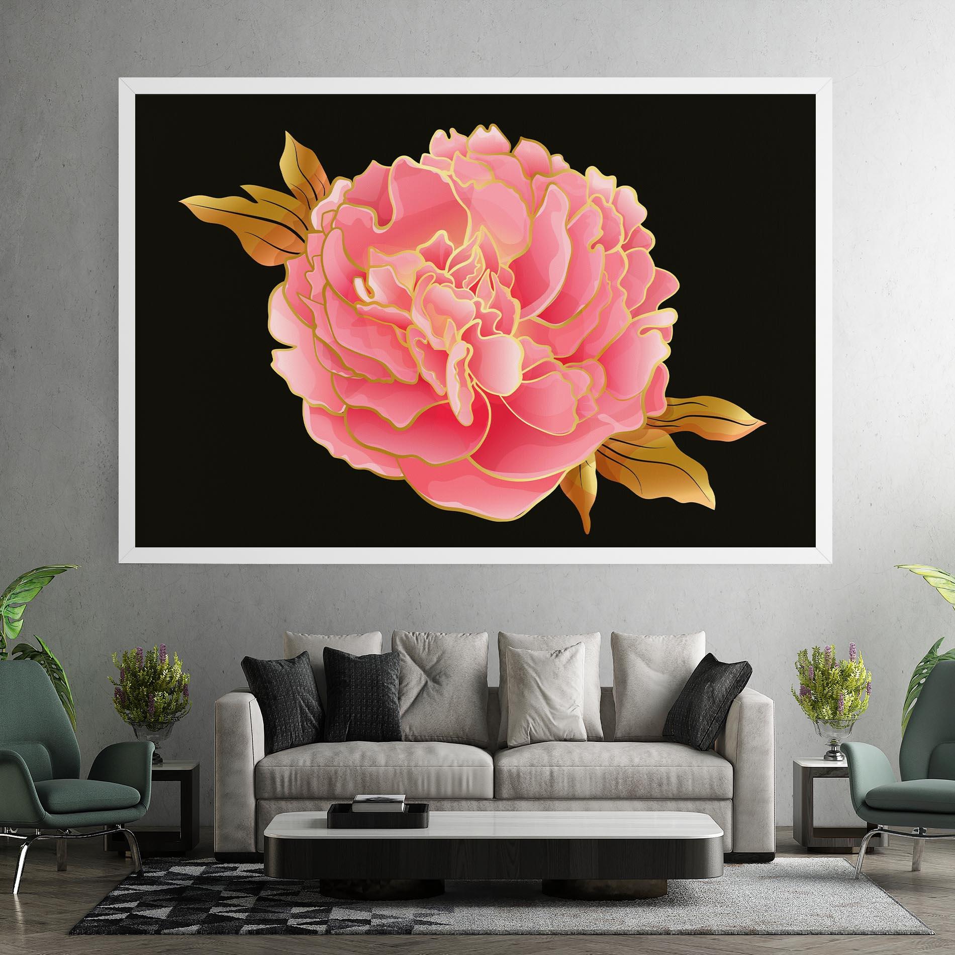 Tablou Canvas Gold Pinkk Peony mockup 7