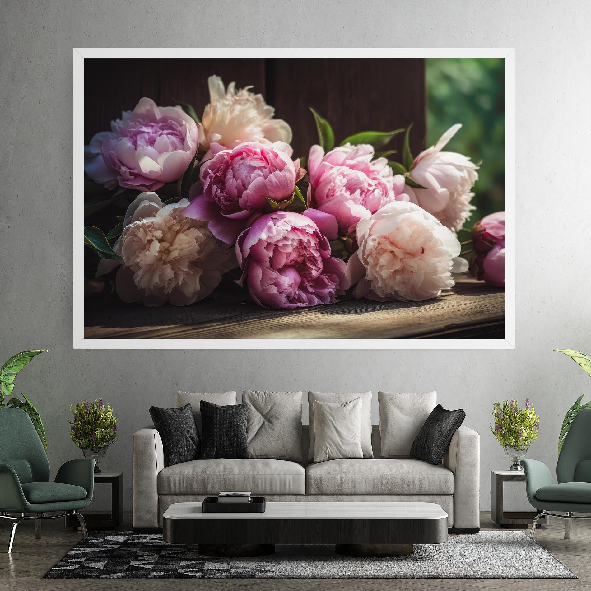 Tablou Canvas Peonies On The Table mockup 7