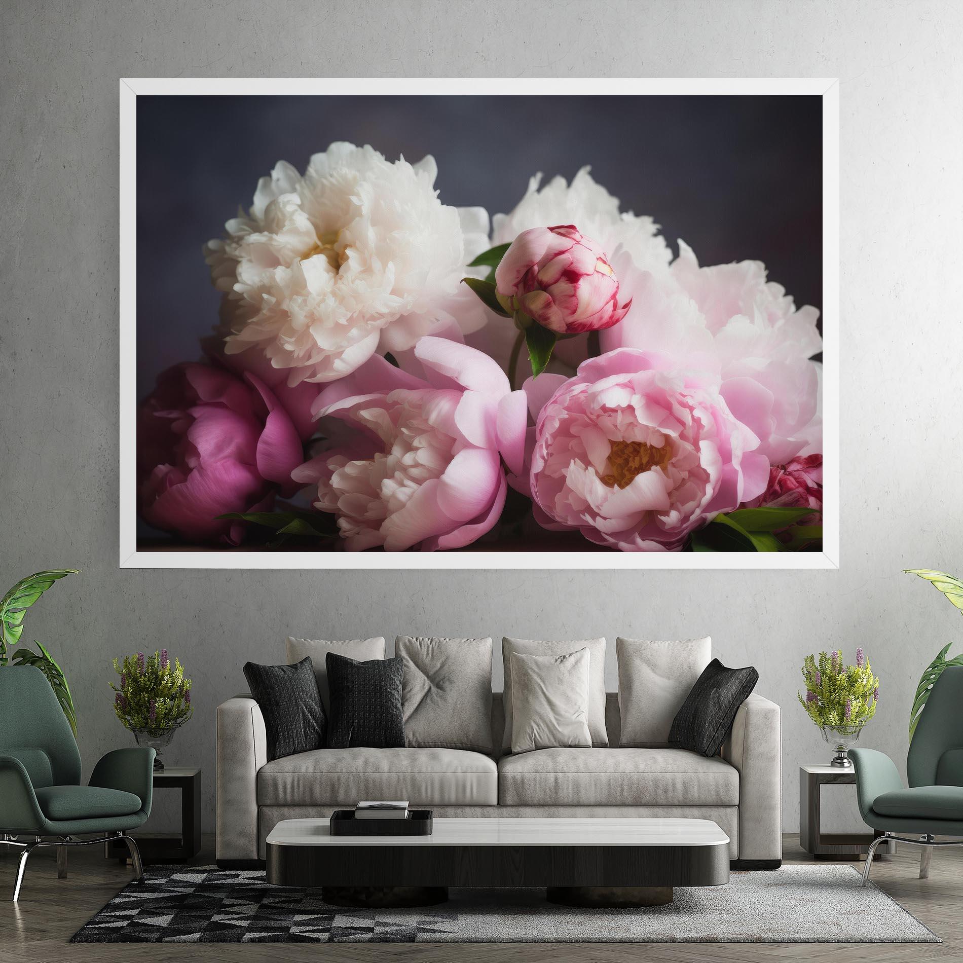 Tablou Canvas Peonies With Grey mockup 7