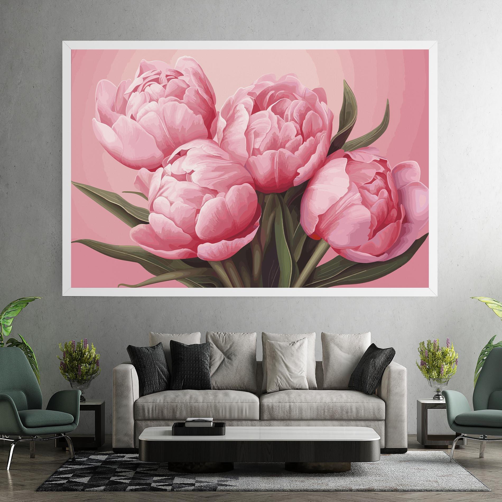 Tablou Canvas Peony On Pink mockup 7