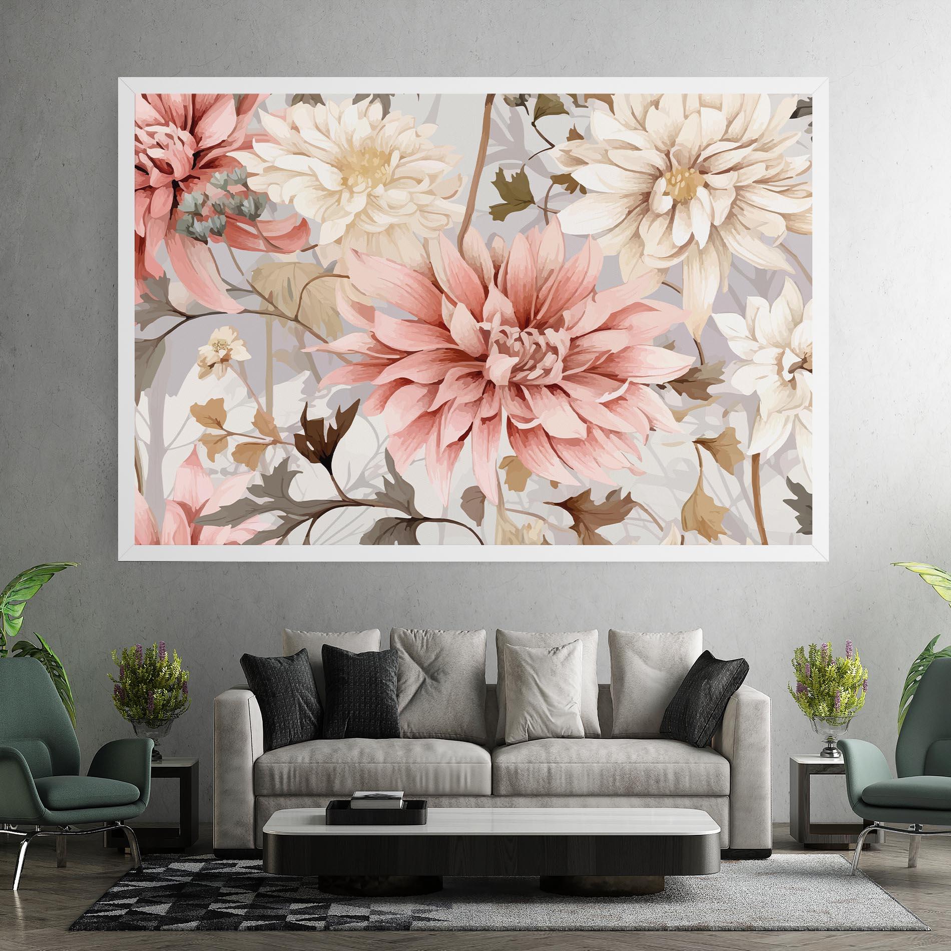 Tablou Canvas Pink Cream Open Peony mockup 7