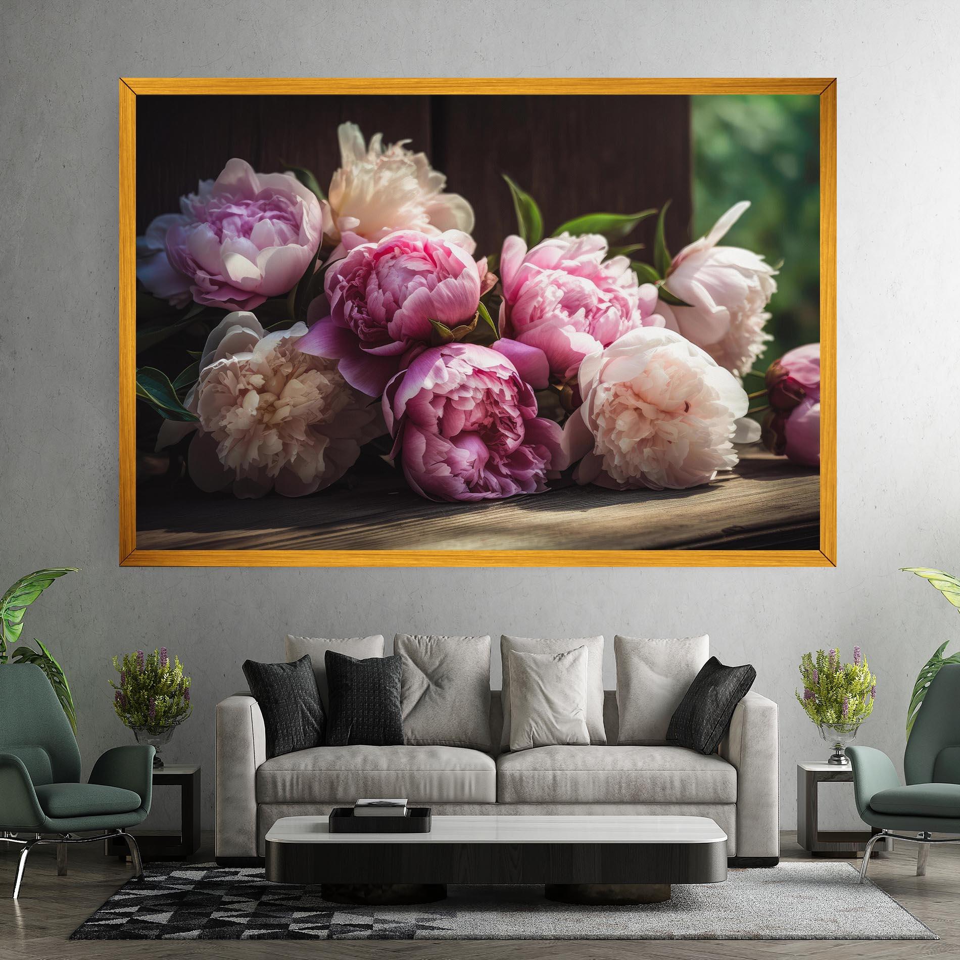 Tablou Canvas Peonies On The Table mockup 7
