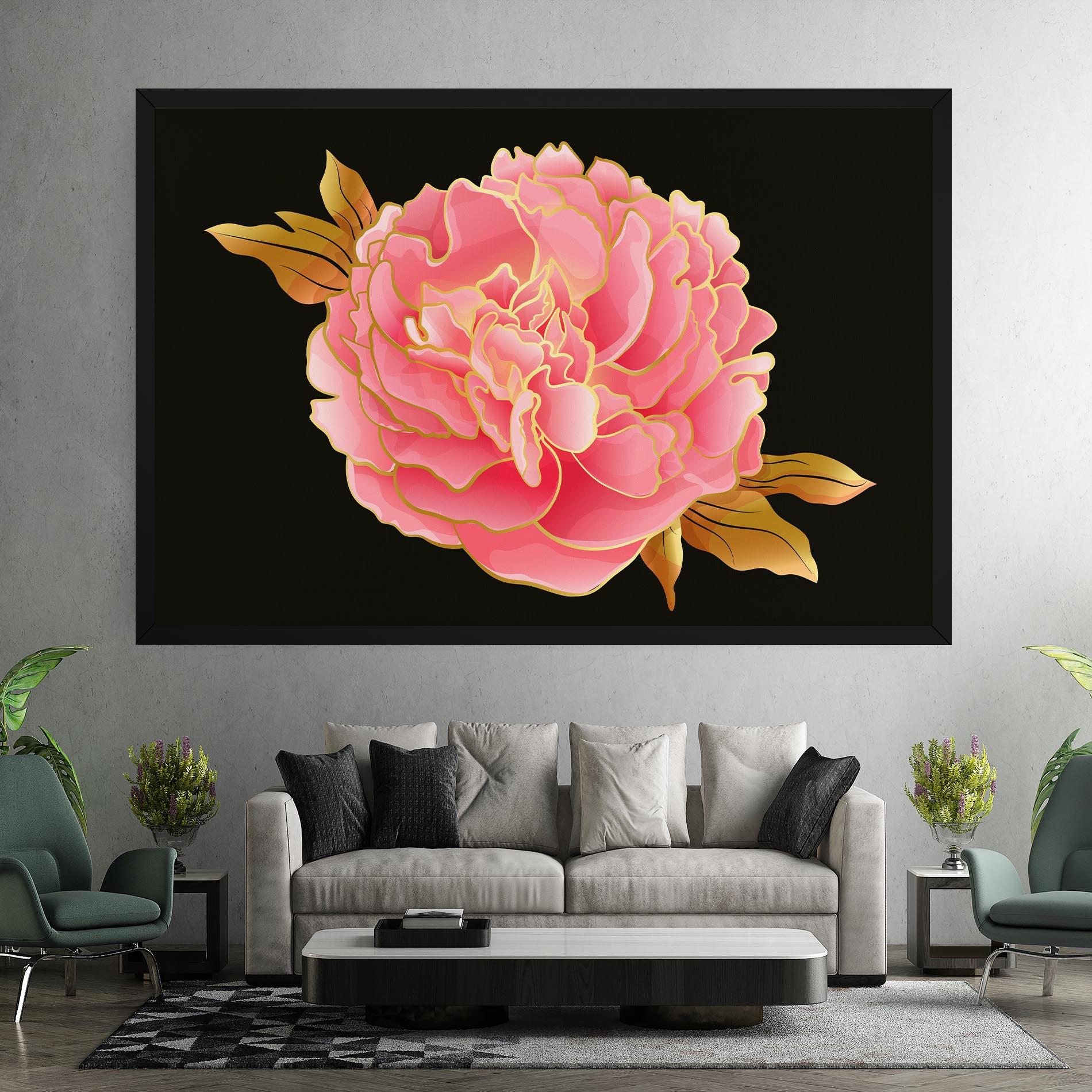 Tablou Canvas Gold Pinkk Peony mockup 7