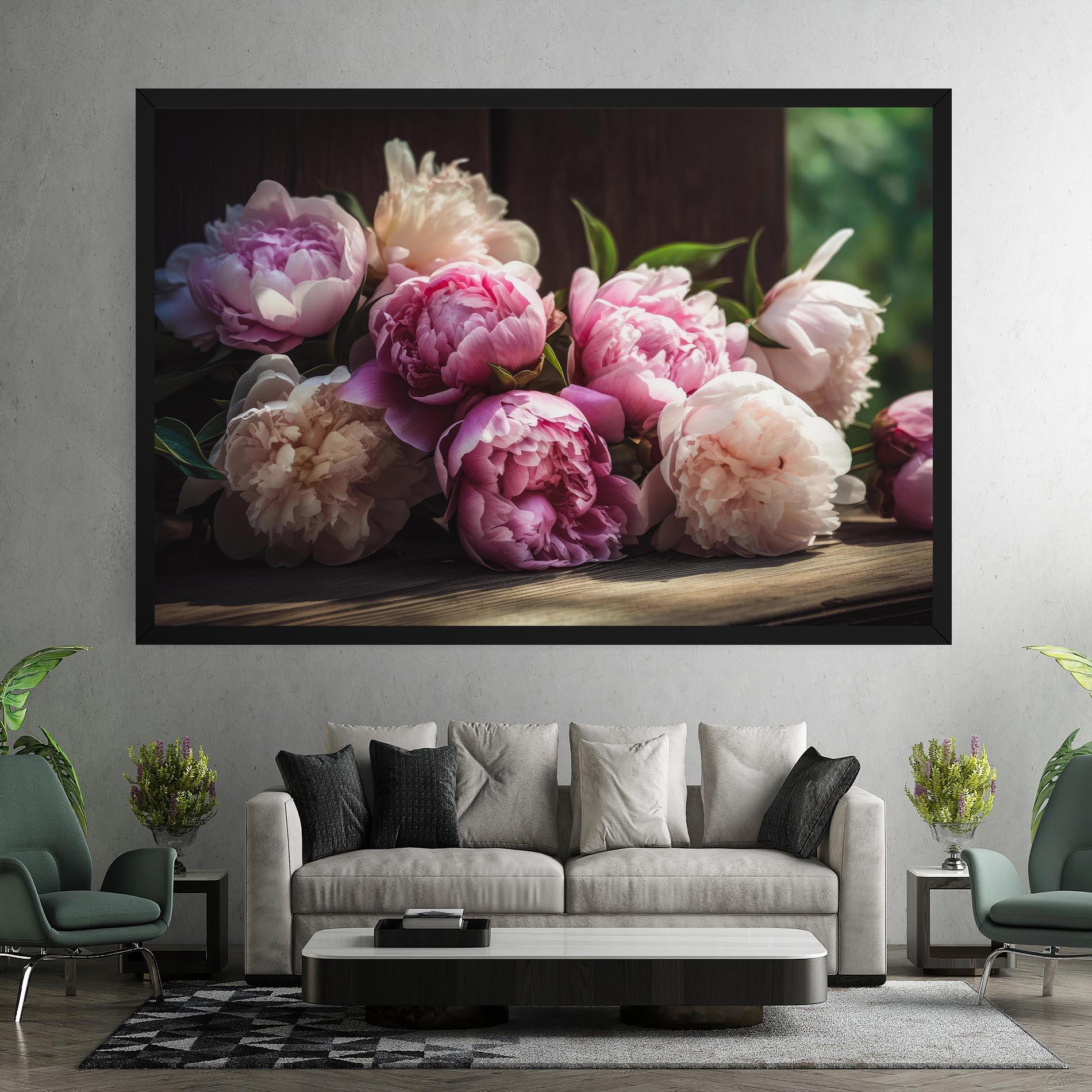 Tablou Canvas Peonies On The Table mockup 7