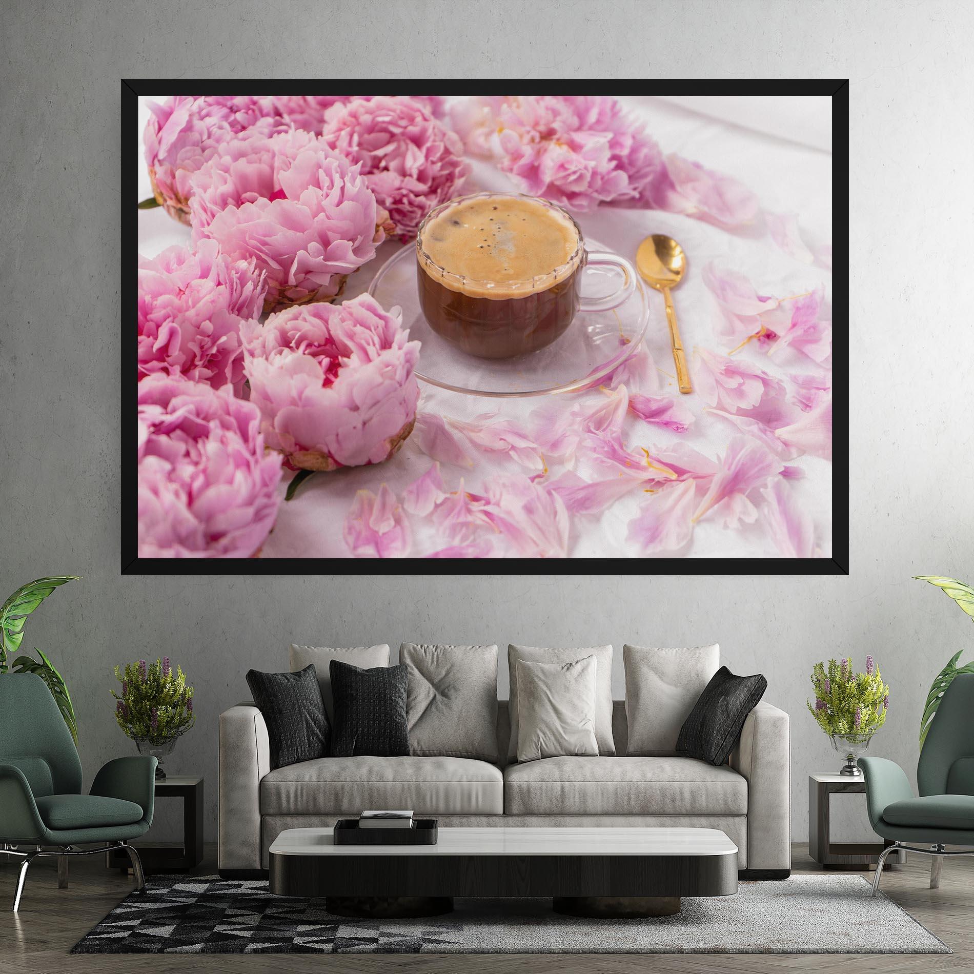 Tablou Canvas Peony And Coffee mockup 7