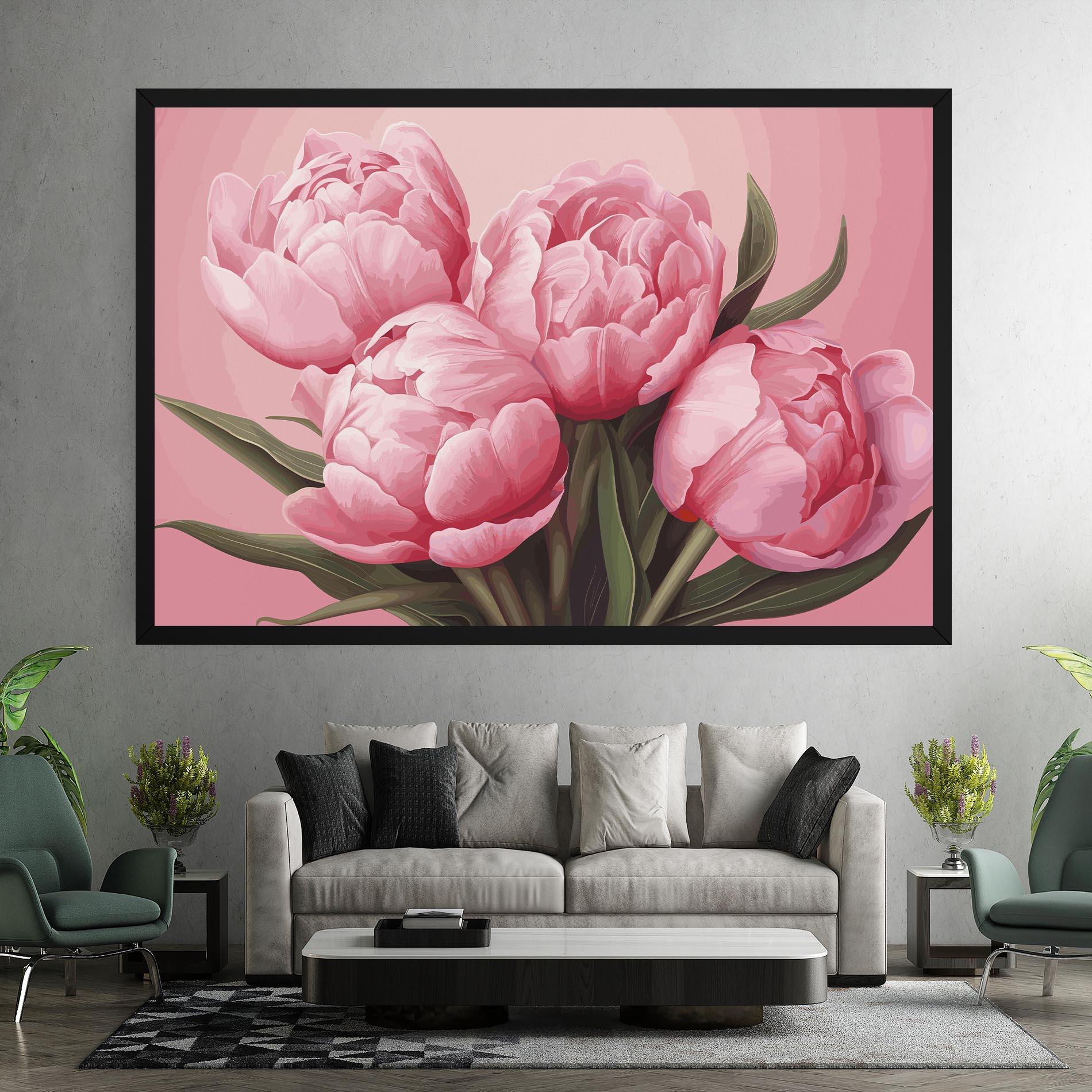 Tablou Canvas Peony On Pink mockup 7