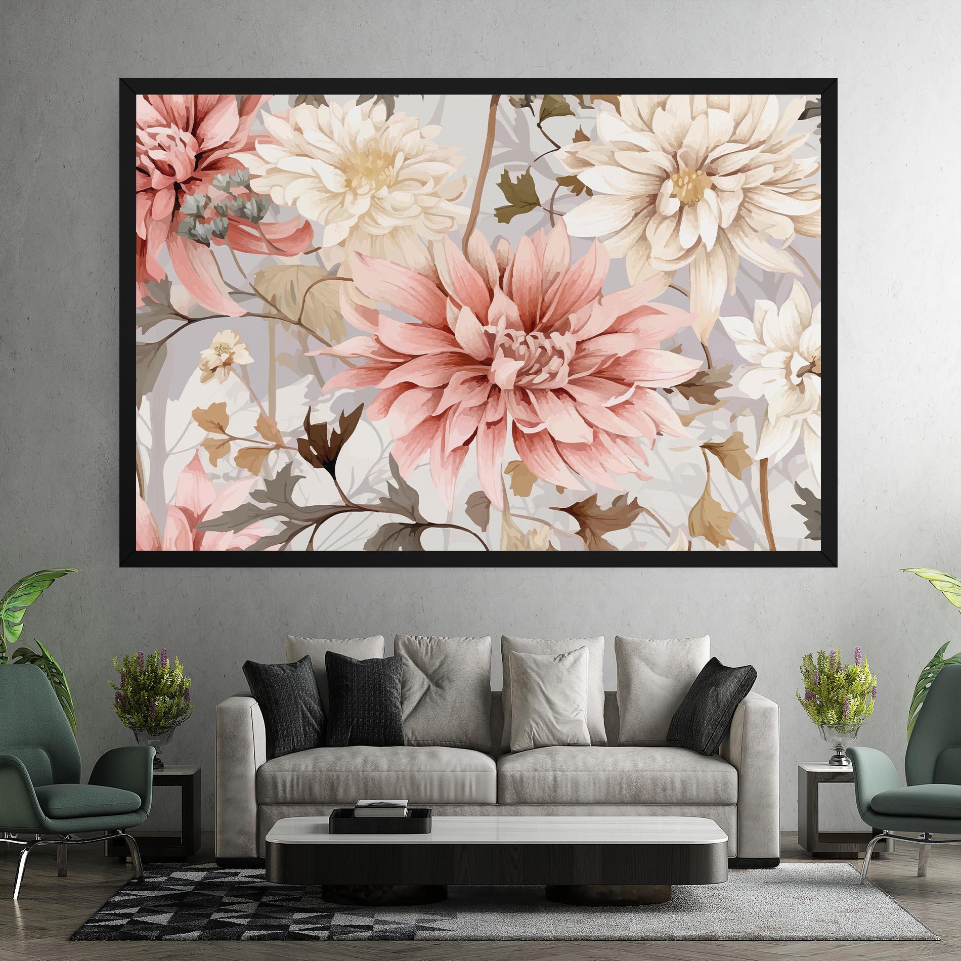 Tablou Canvas Pink Cream Open Peony mockup 7