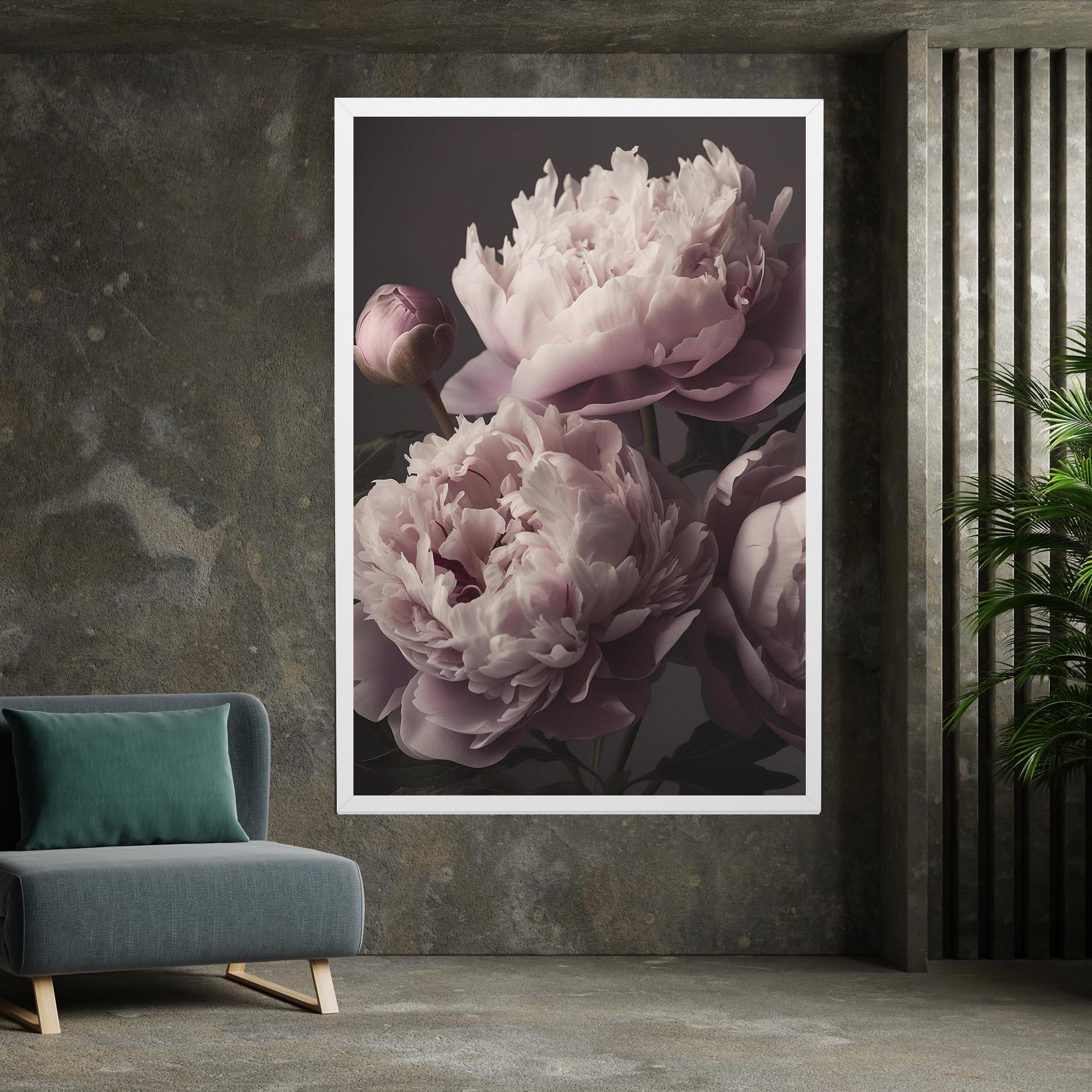 Tablou Canvas Grey Pastel Pink Peony mockup 7