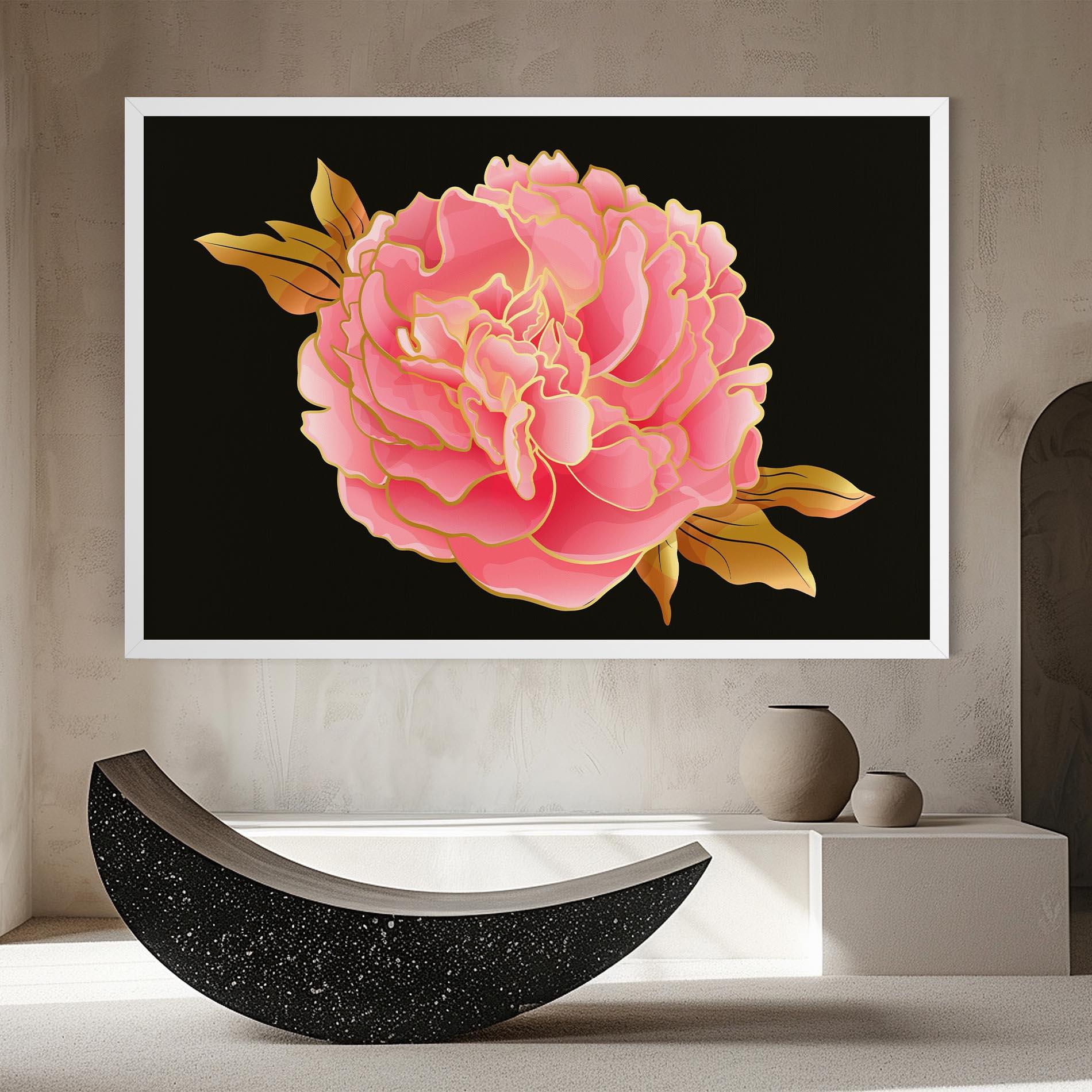 Tablou Canvas Gold Pinkk Peony mockup 8