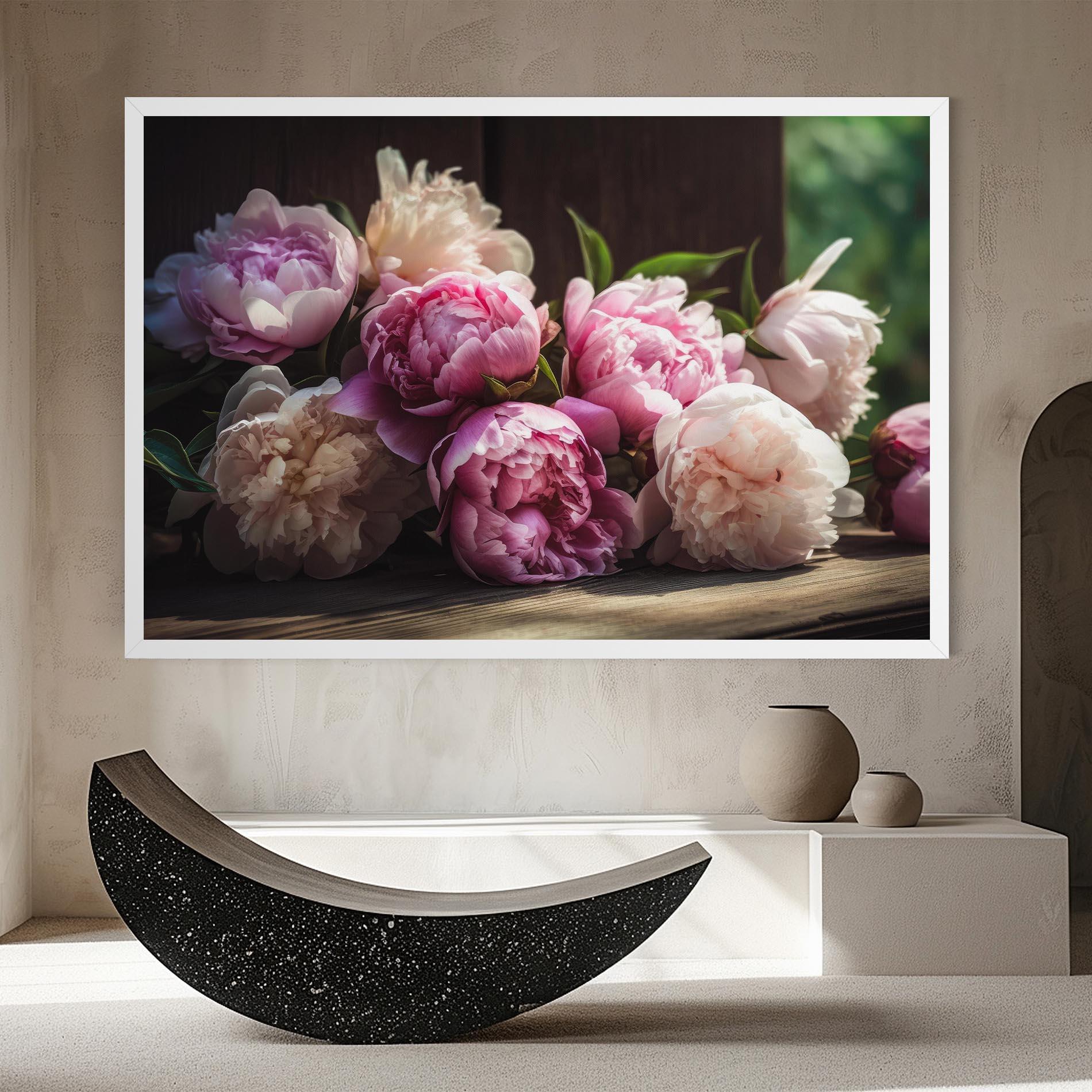 Tablou Canvas Peonies On The Table mockup 8