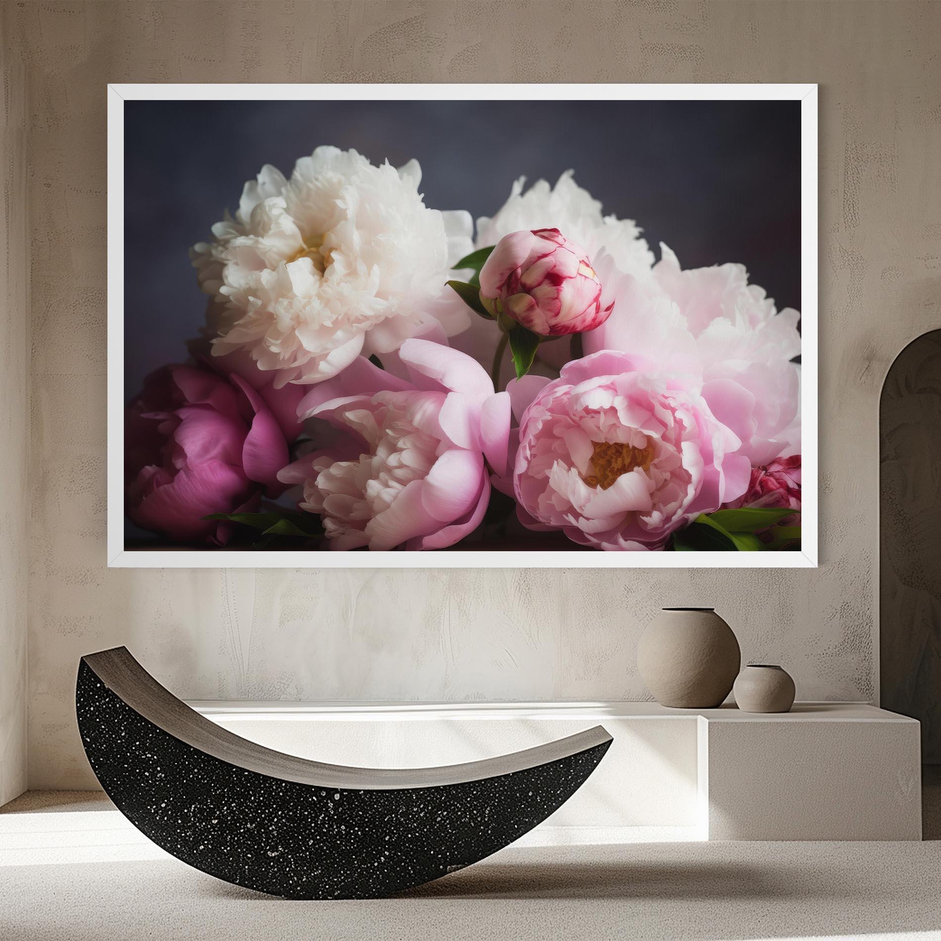 Tablou Canvas Peonies With Grey mockup 8