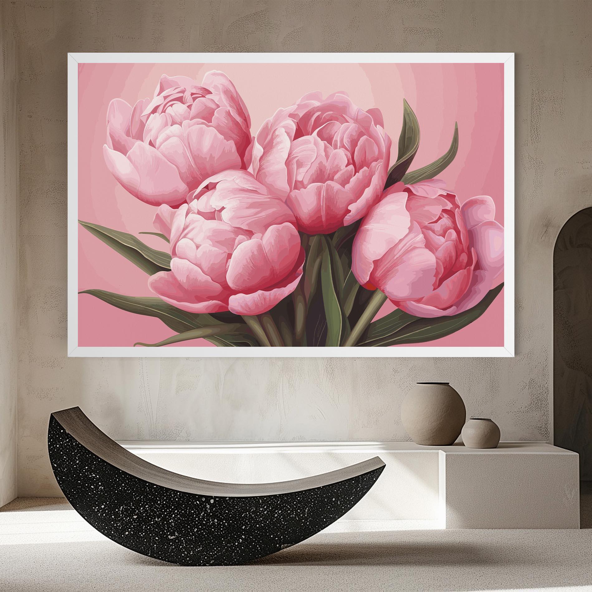 Tablou Canvas Peony On Pink mockup 8