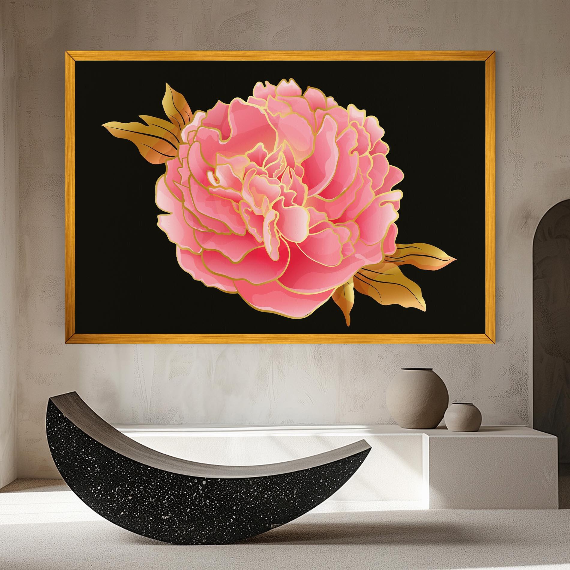 Tablou Canvas Gold Pinkk Peony mockup 8