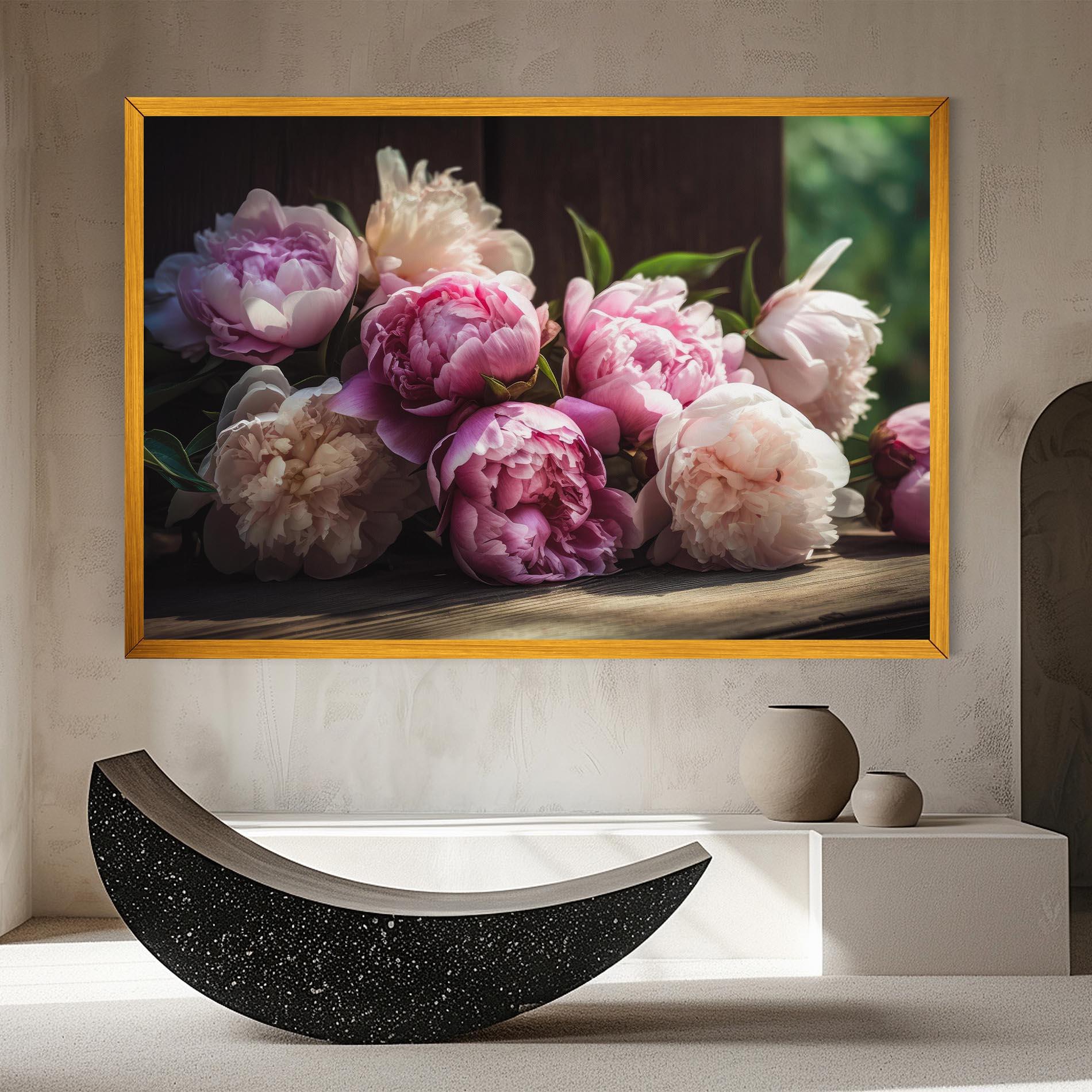 Tablou Canvas Peonies On The Table mockup 8