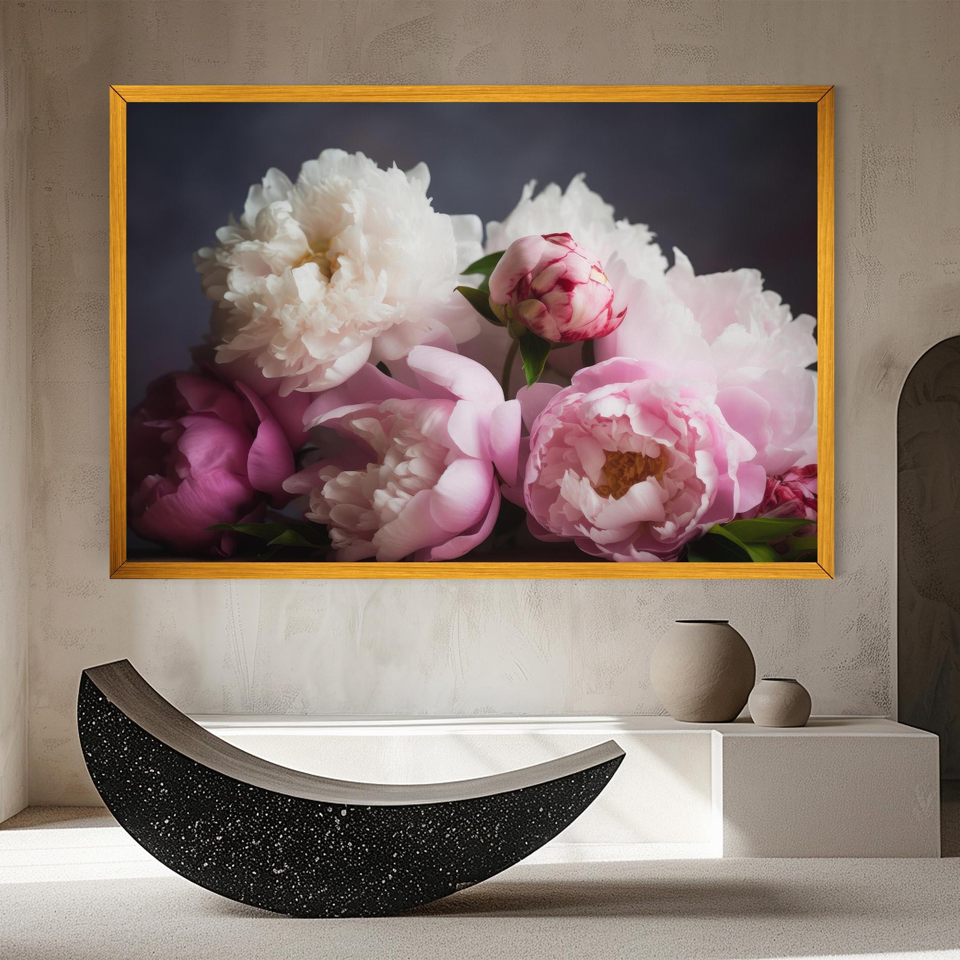 Tablou Canvas Peonies With Grey mockup 8