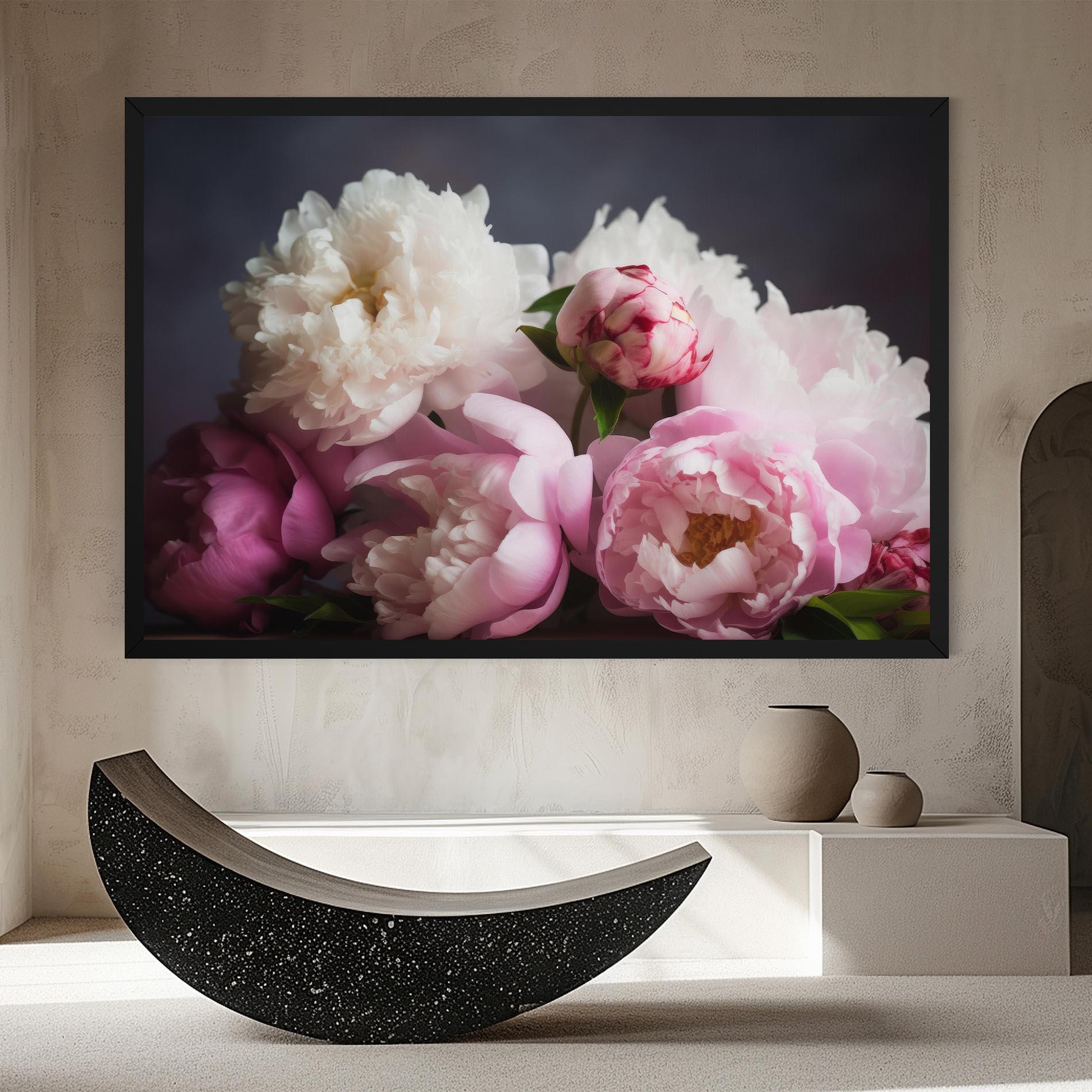 Tablou Canvas Peonies With Grey mockup 8