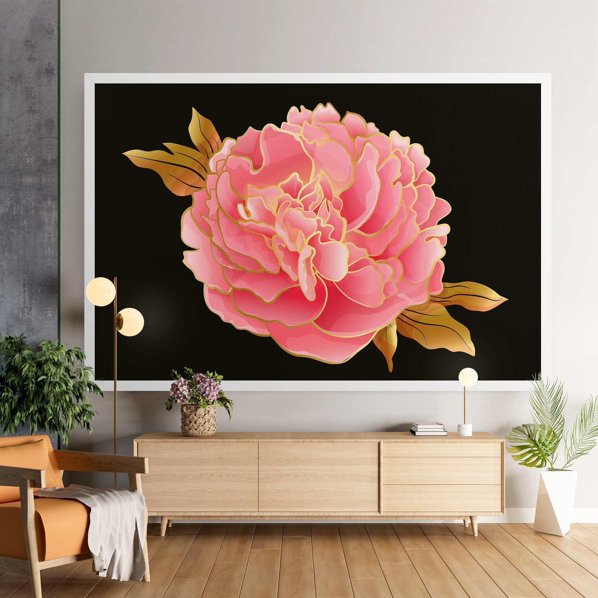 Tablou Canvas Gold Pinkk Peony mockup 9