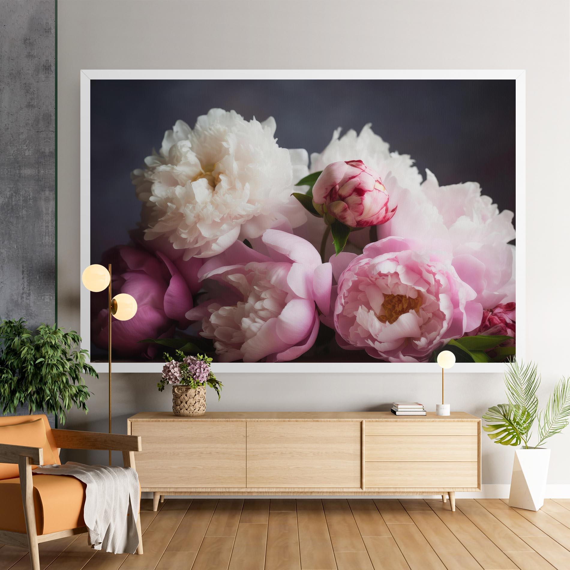 Tablou Canvas Peonies With Grey mockup 9