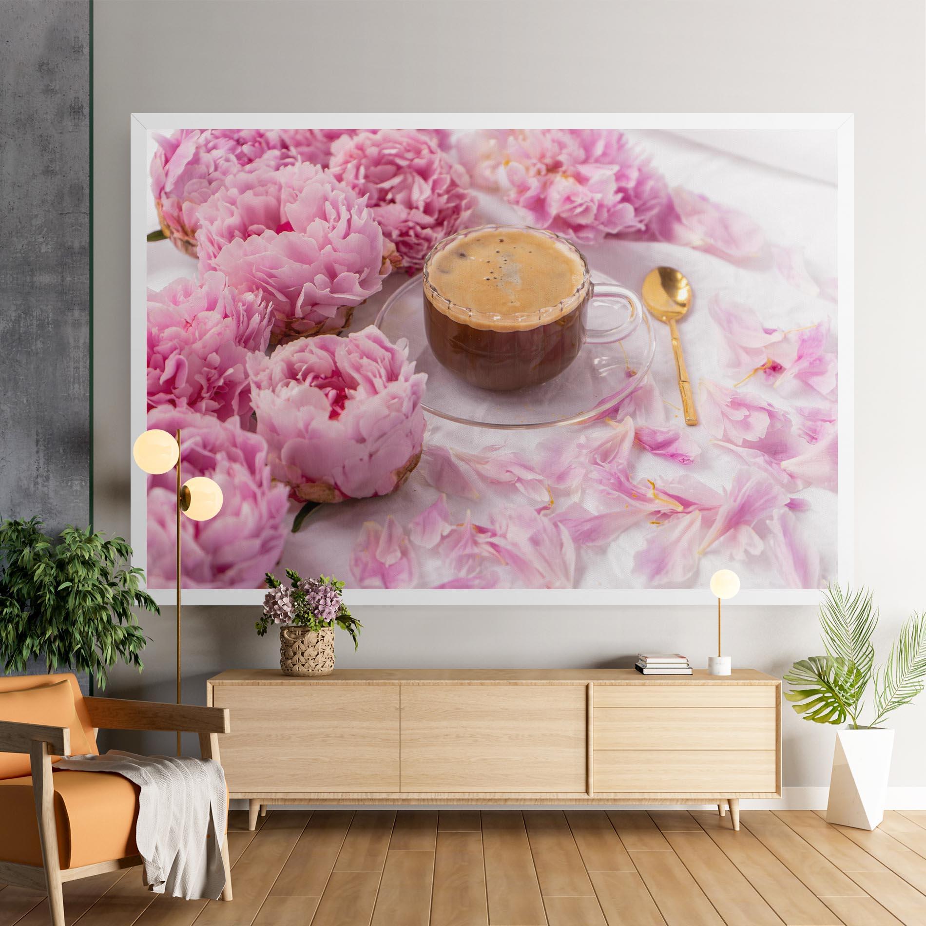 Tablou Canvas Peony And Coffee mockup 9