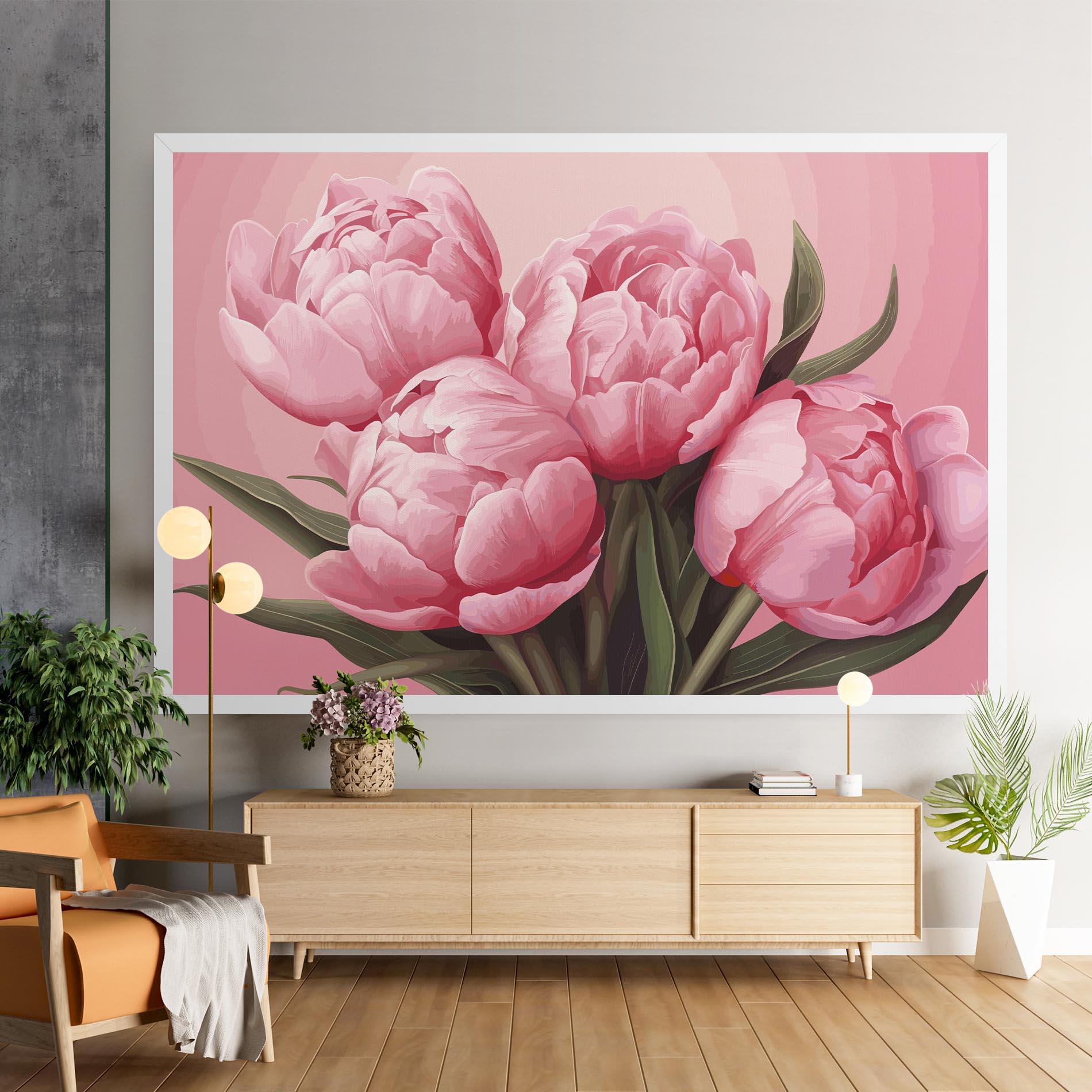 Tablou Canvas Peony On Pink mockup 9