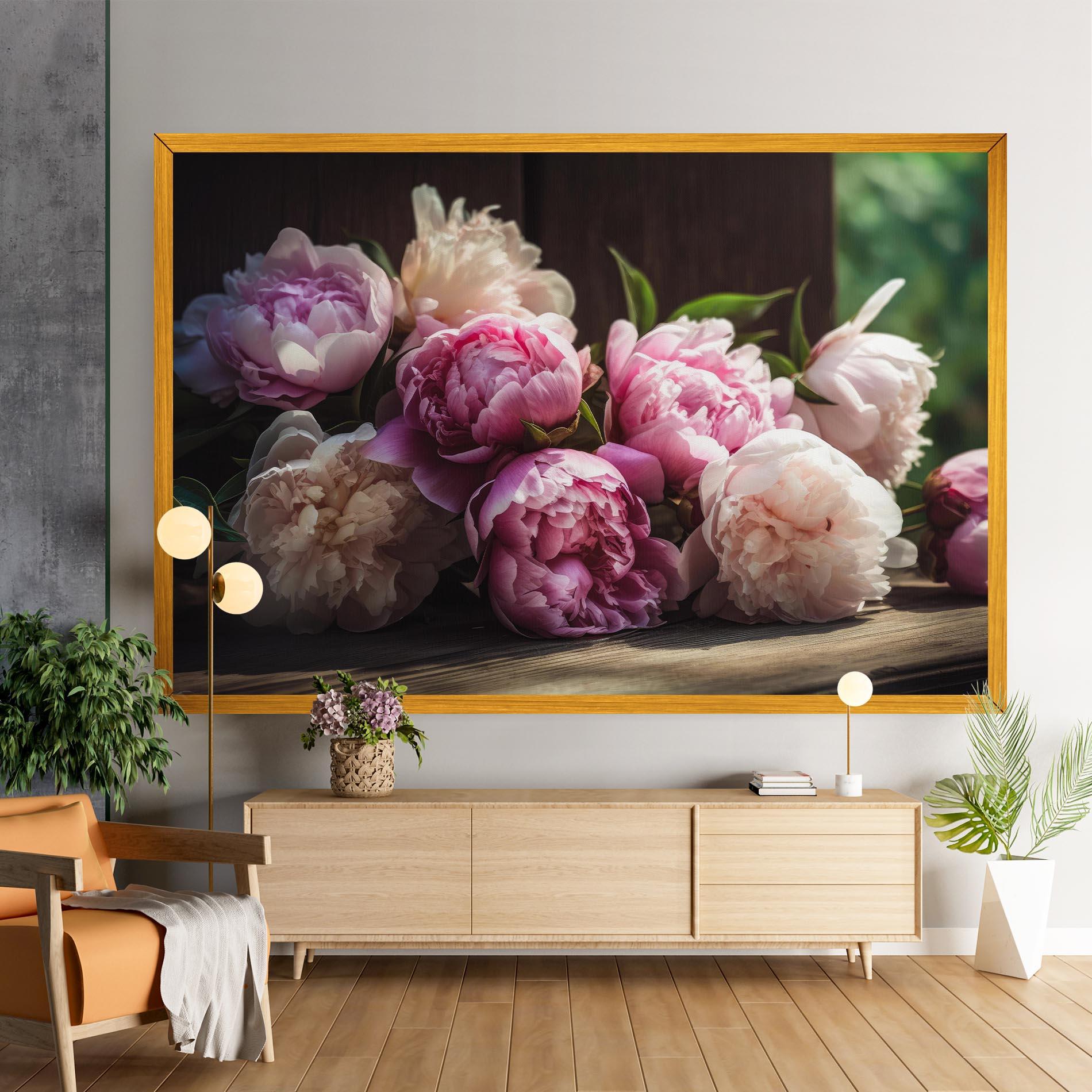 Tablou Canvas Peonies On The Table mockup 9