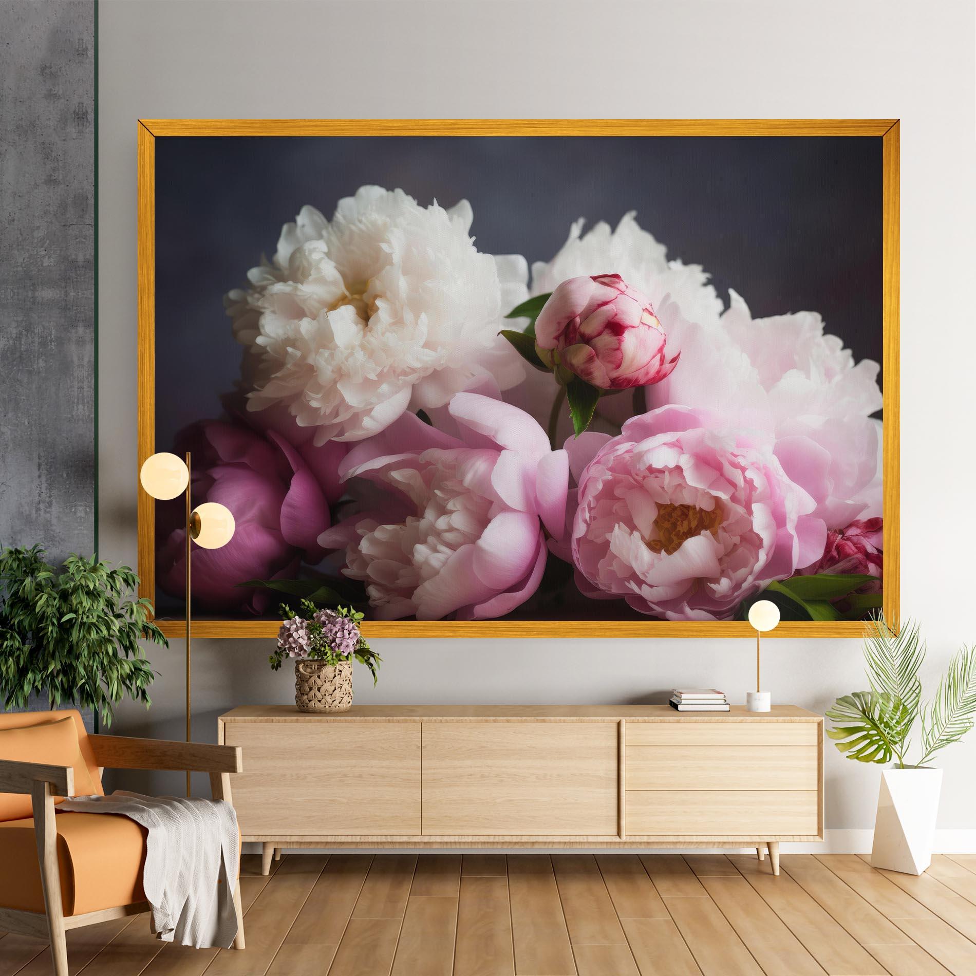 Tablou Canvas Peonies With Grey mockup 9