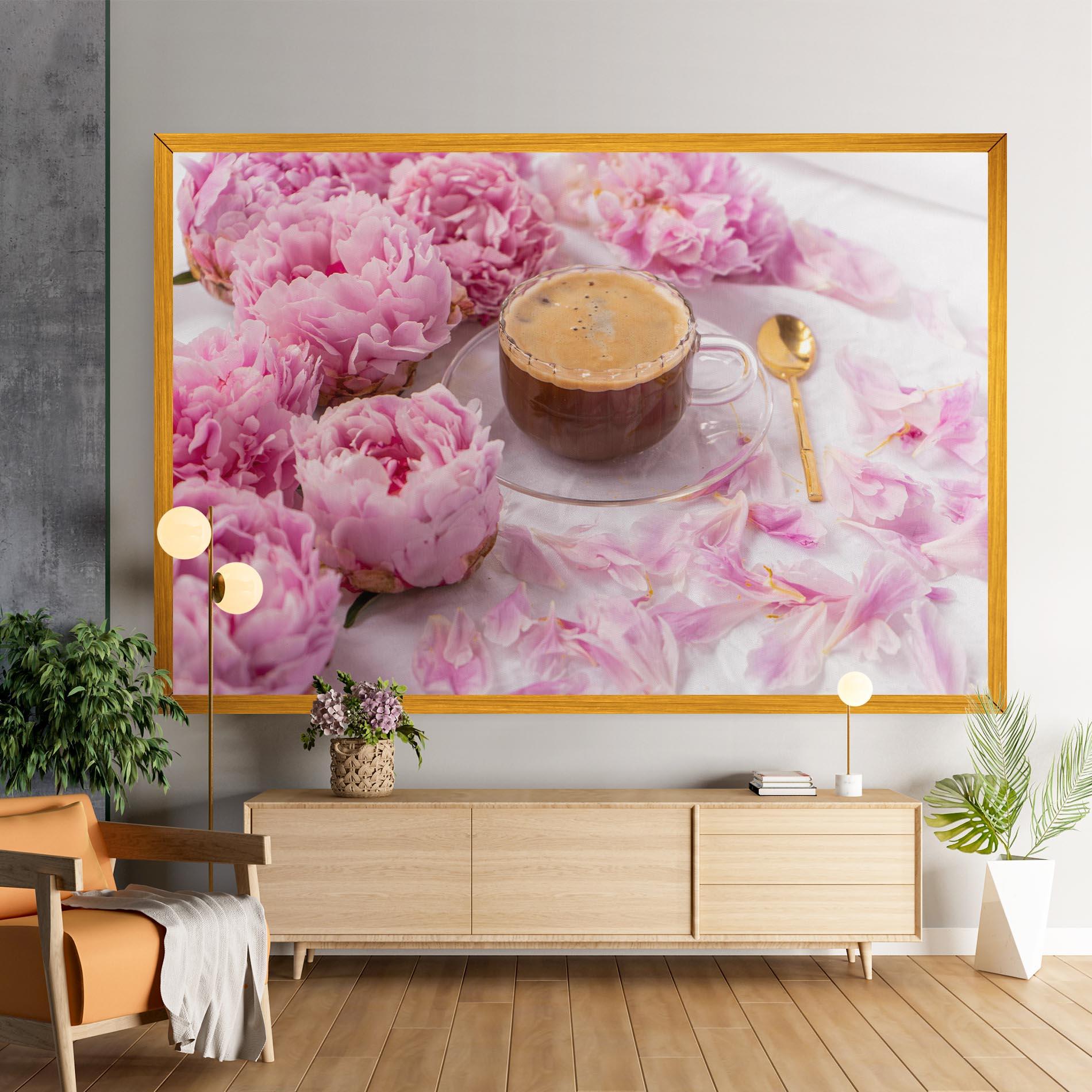 Tablou Canvas Peony And Coffee mockup 9