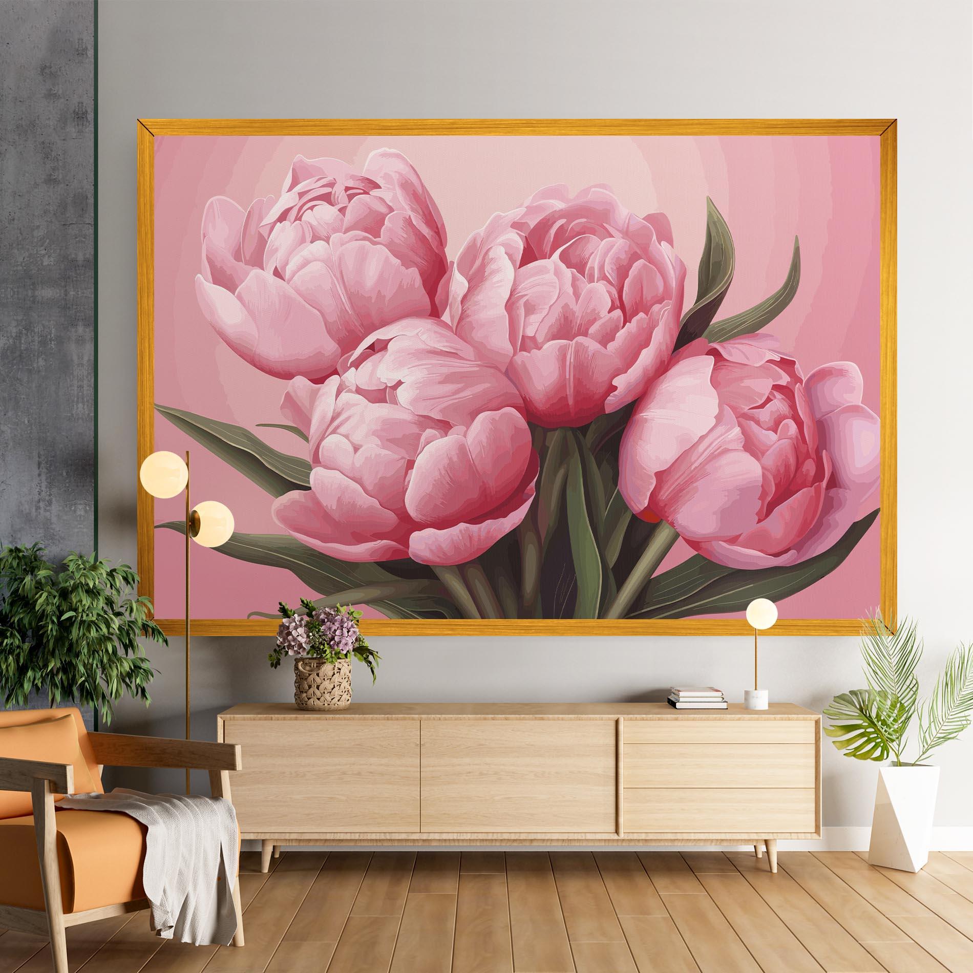 Tablou Canvas Peony On Pink mockup 9