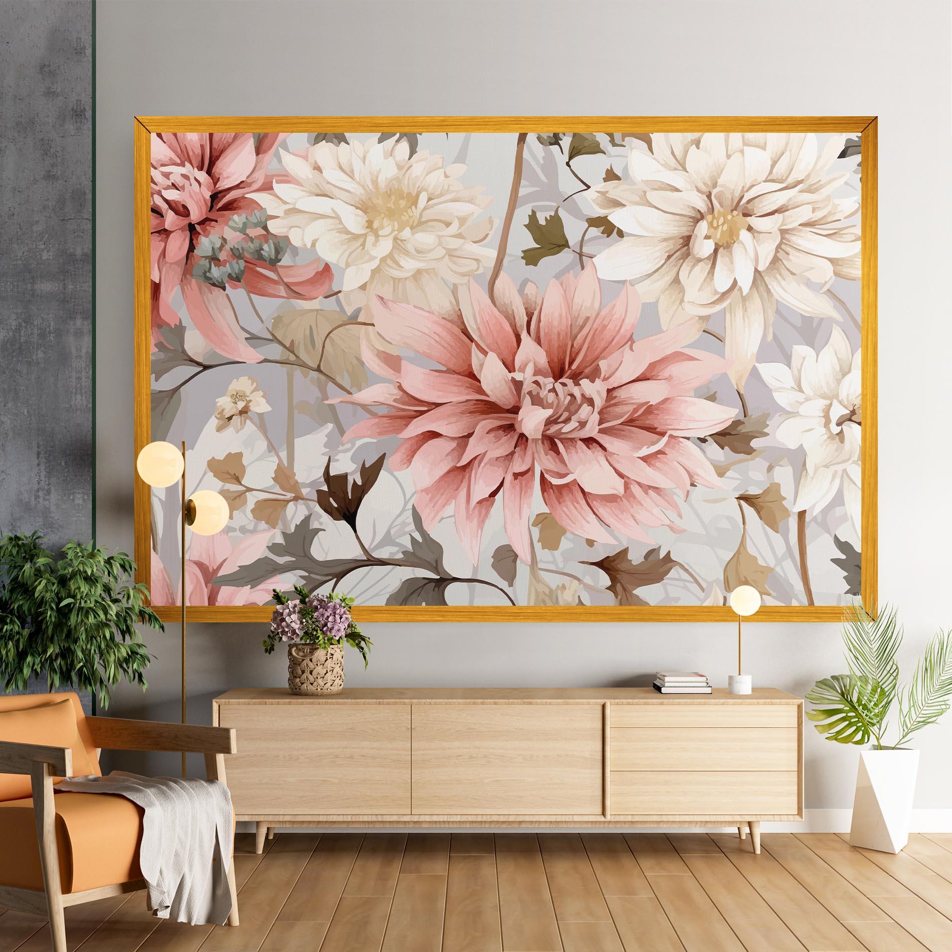 Tablou Canvas Pink Cream Open Peony mockup 9