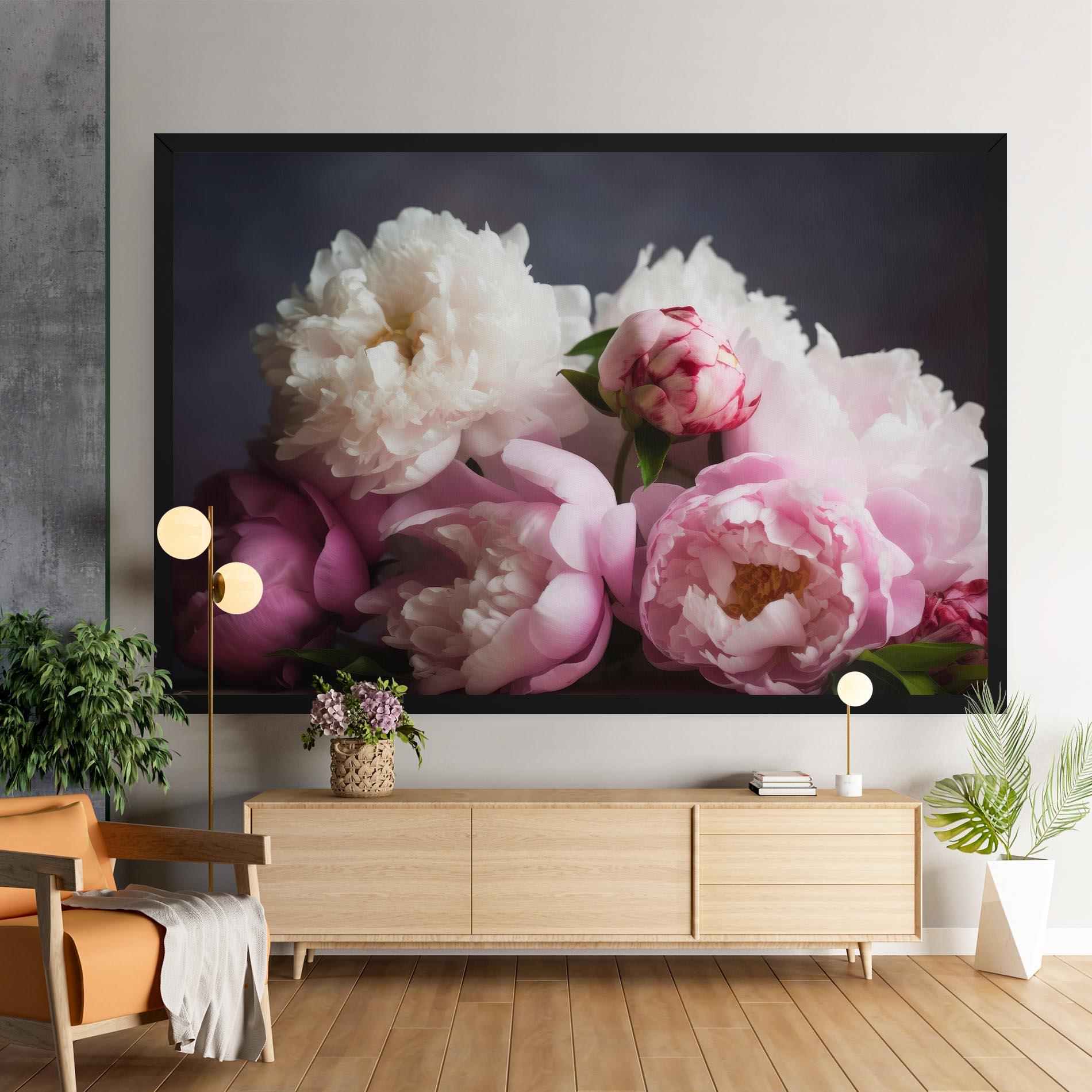Tablou Canvas Peonies With Grey mockup 9