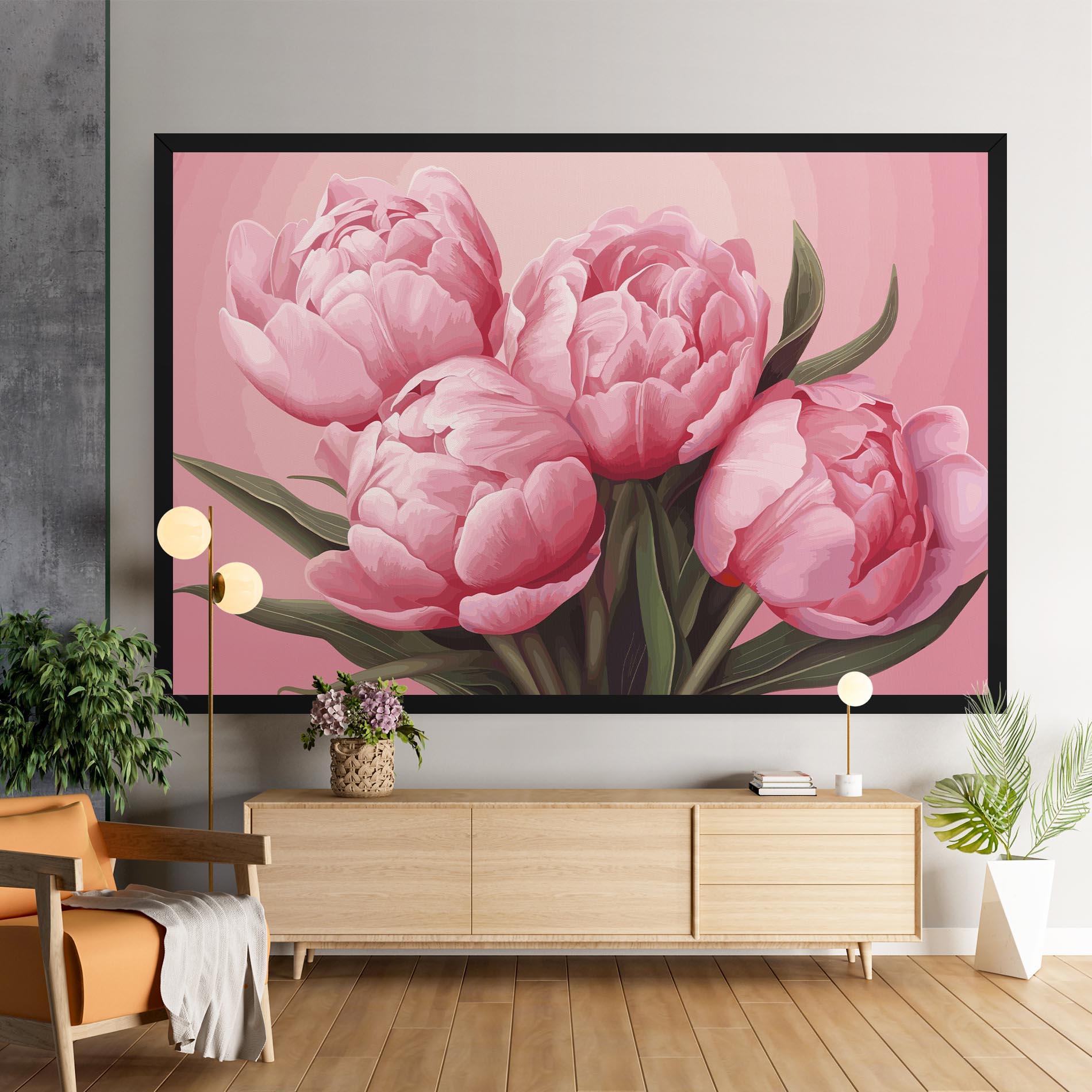 Tablou Canvas Peony On Pink mockup 9