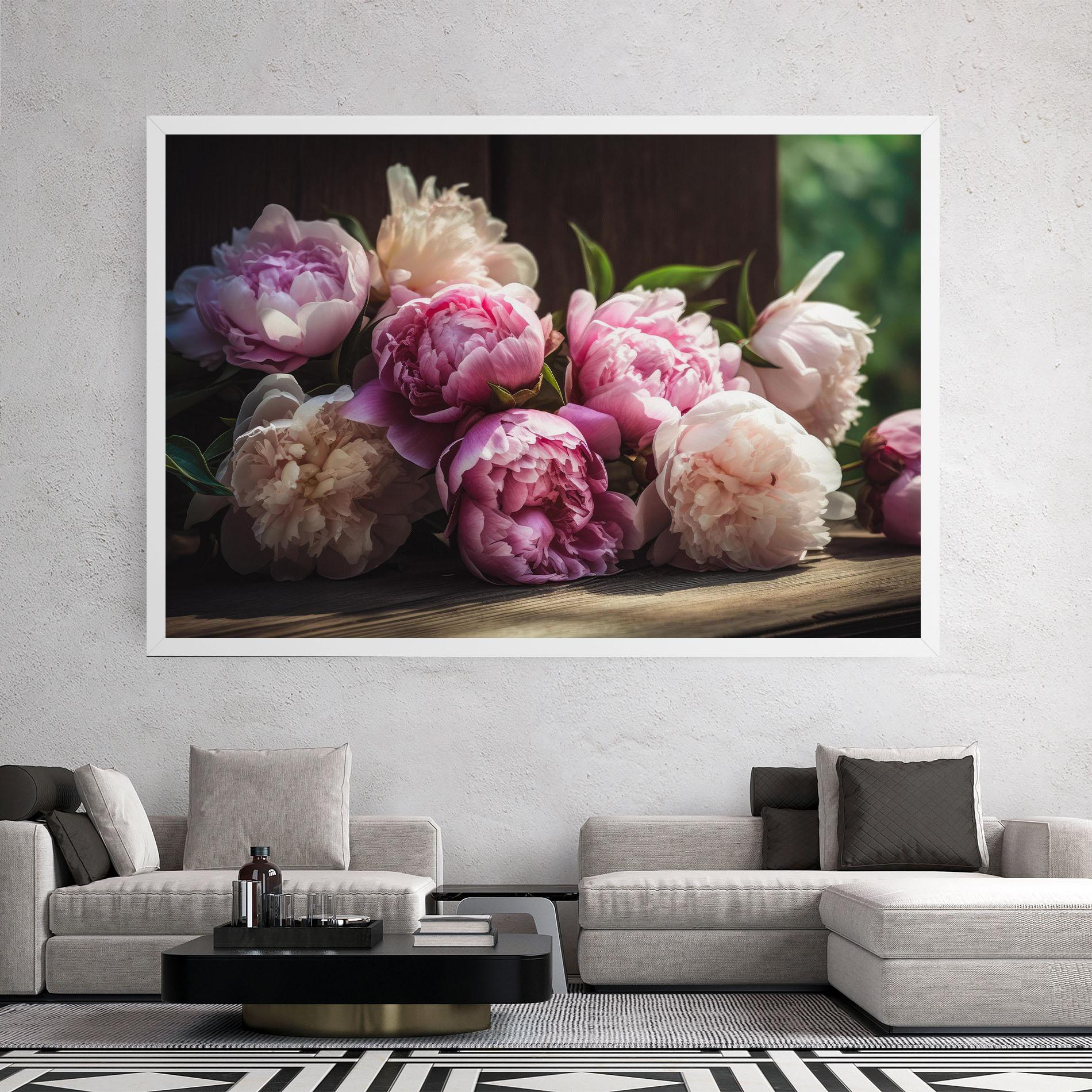 Tablou Canvas Peonies On The Table mockup 2