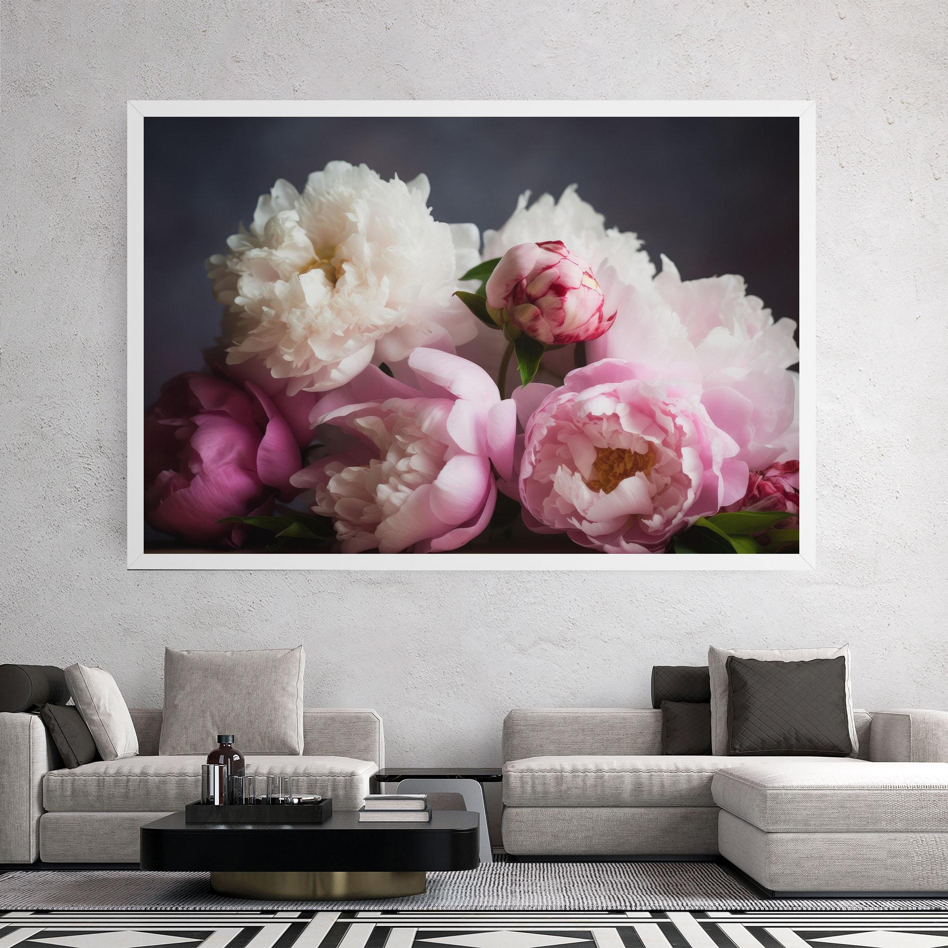 Tablou Canvas Peonies With Grey mockup 2