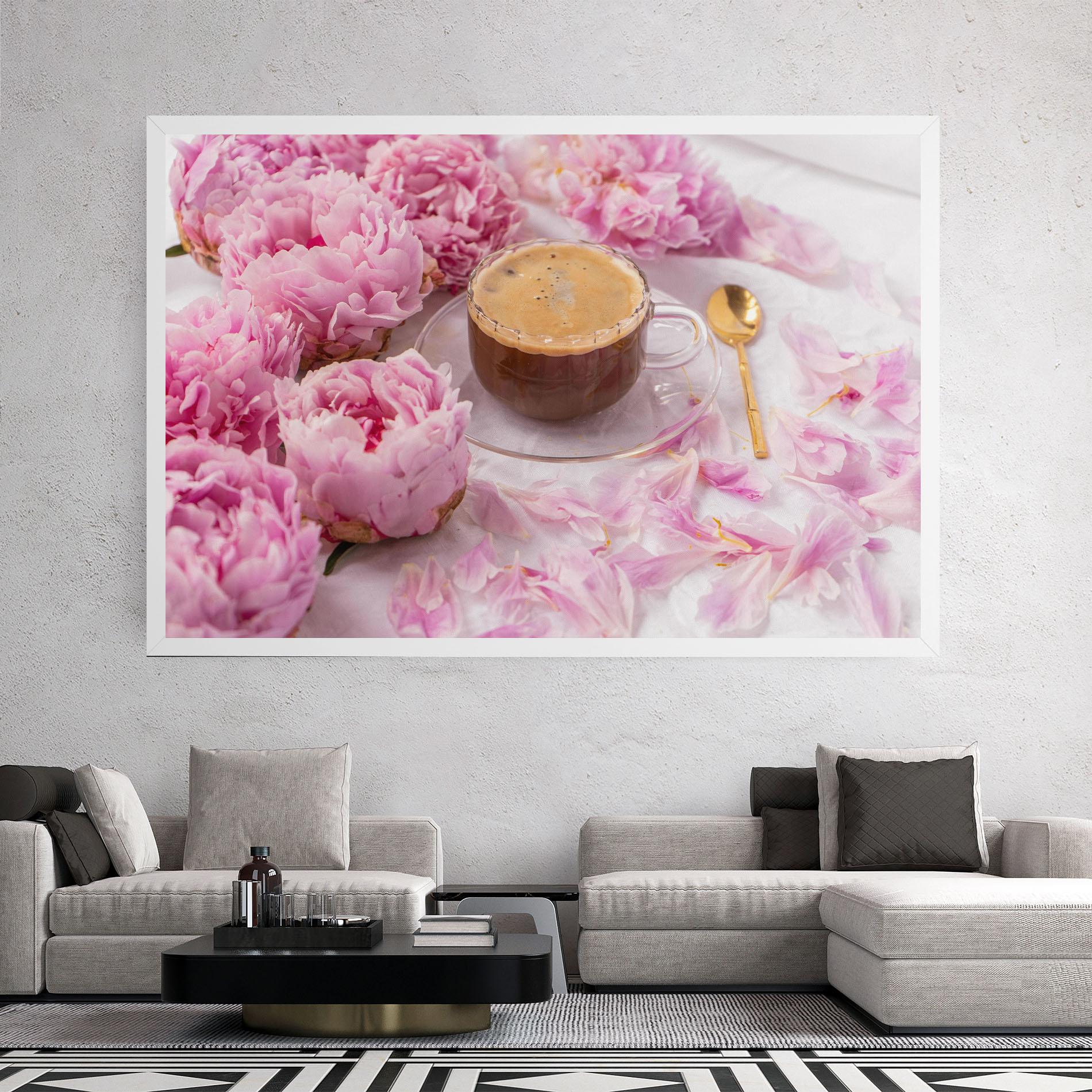Tablou Canvas Peony And Coffee mockup 2