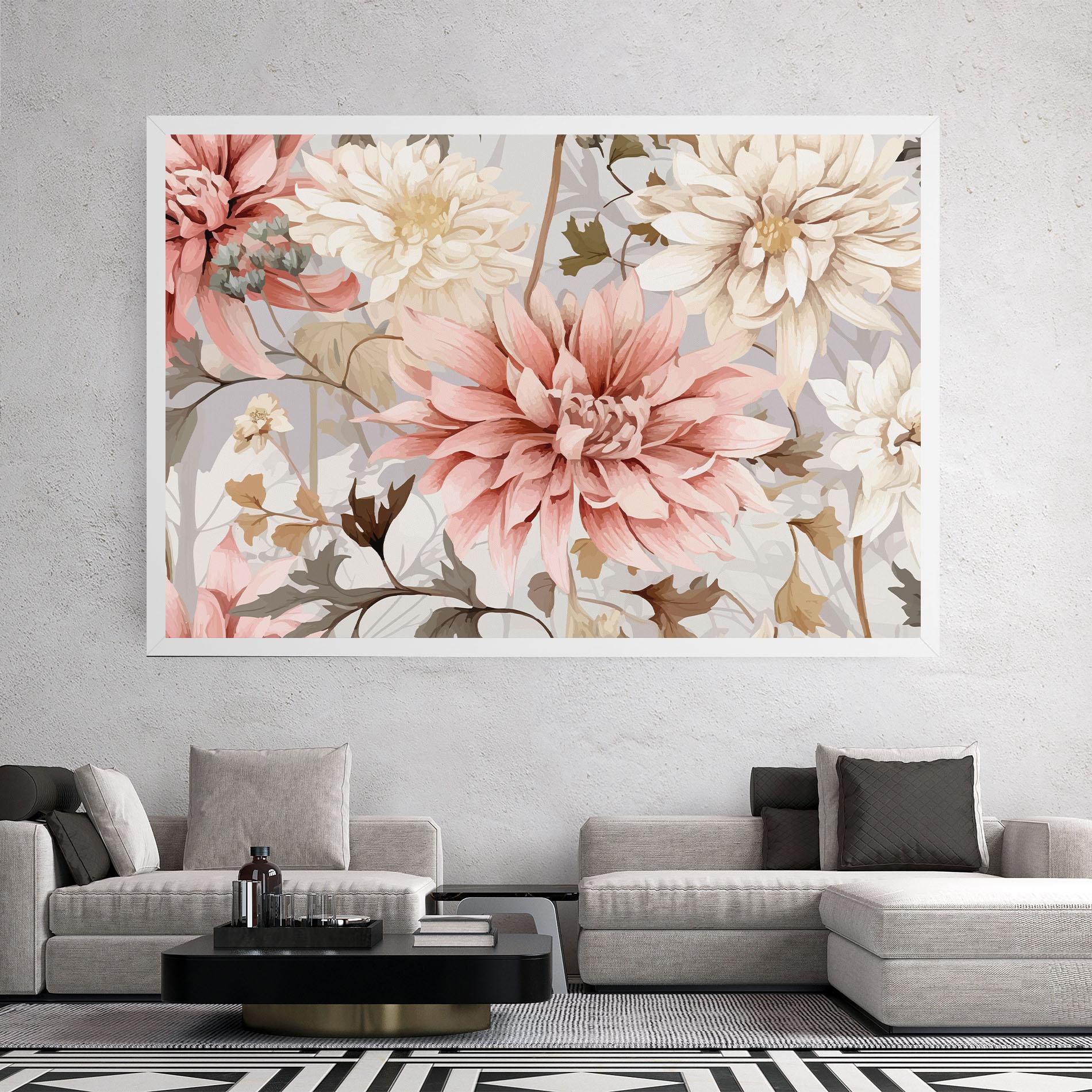 Tablou Canvas Pink Cream Open Peony mockup 2
