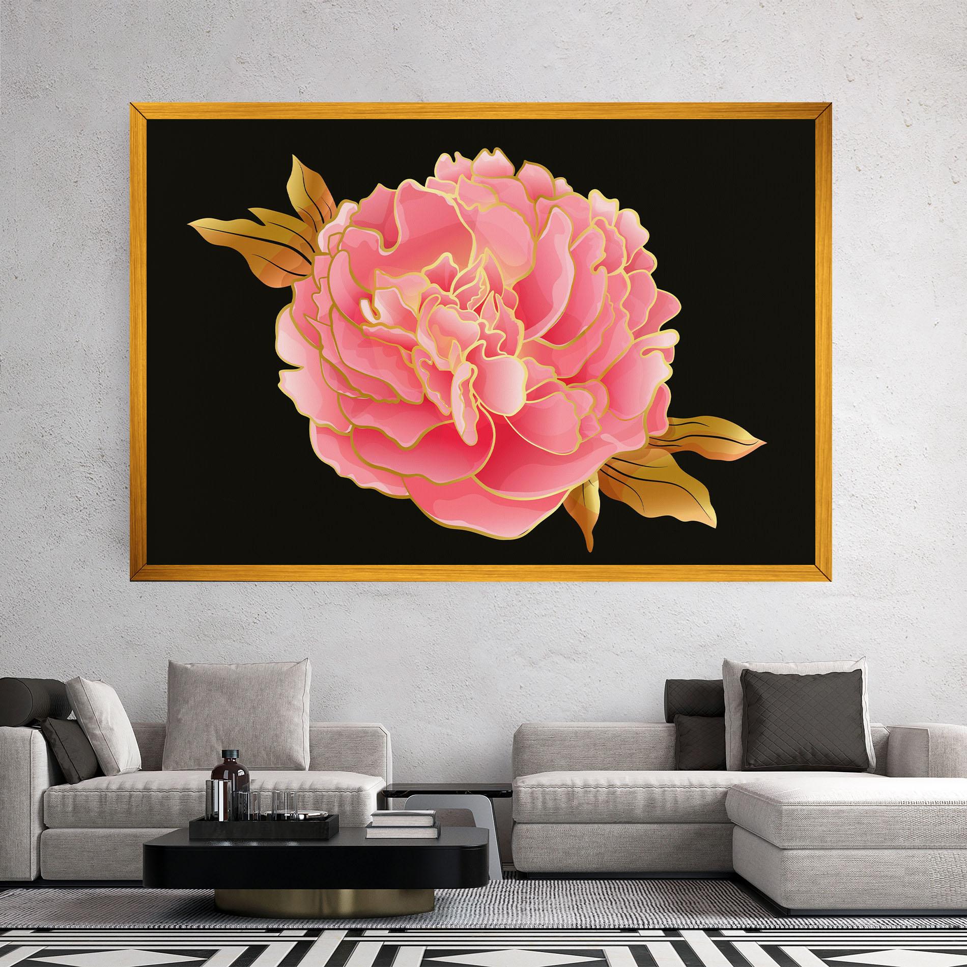Tablou Canvas Gold Pinkk Peony mockup 2