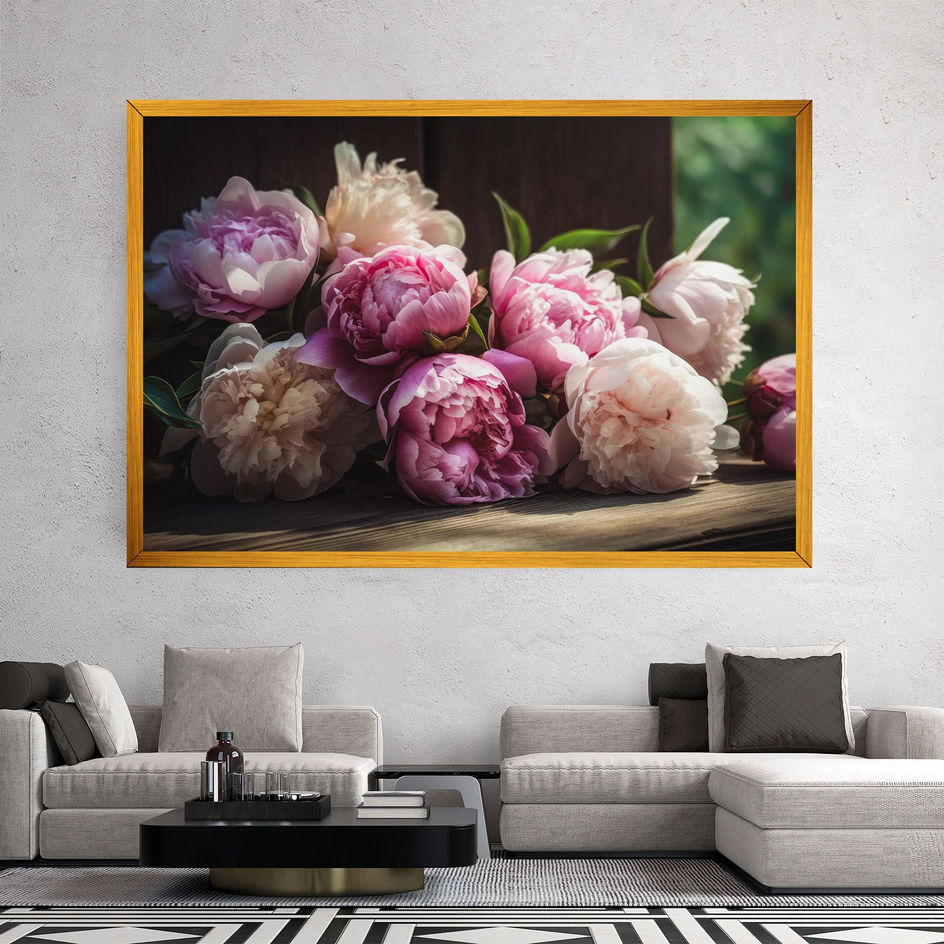 Peonies On The Table mockup 2